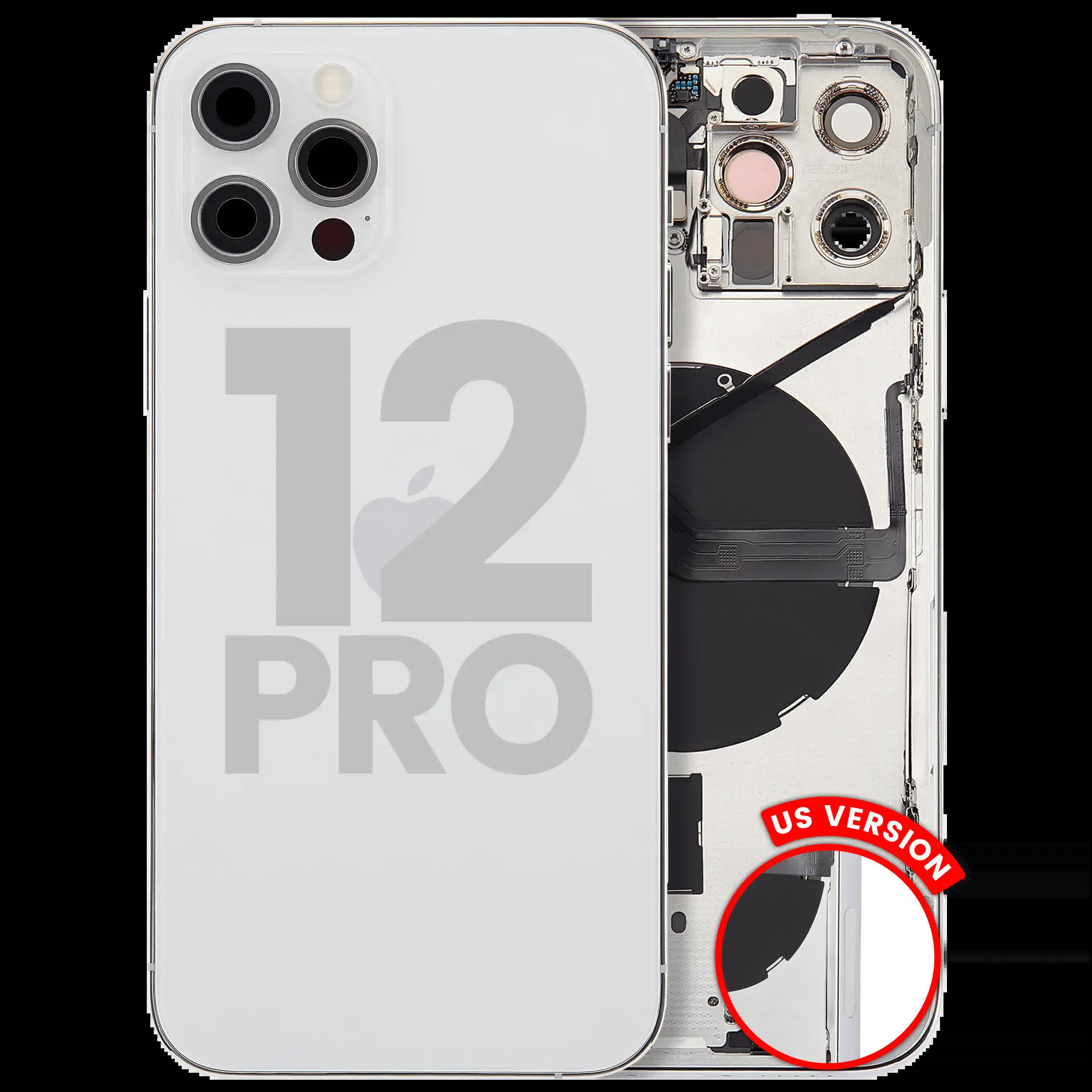Rückgehäuse mit Kleinteilen für iPhone 12 Pro (US-Version) (ausgebautes Originalteil: Grade B) (Silver (Silber))