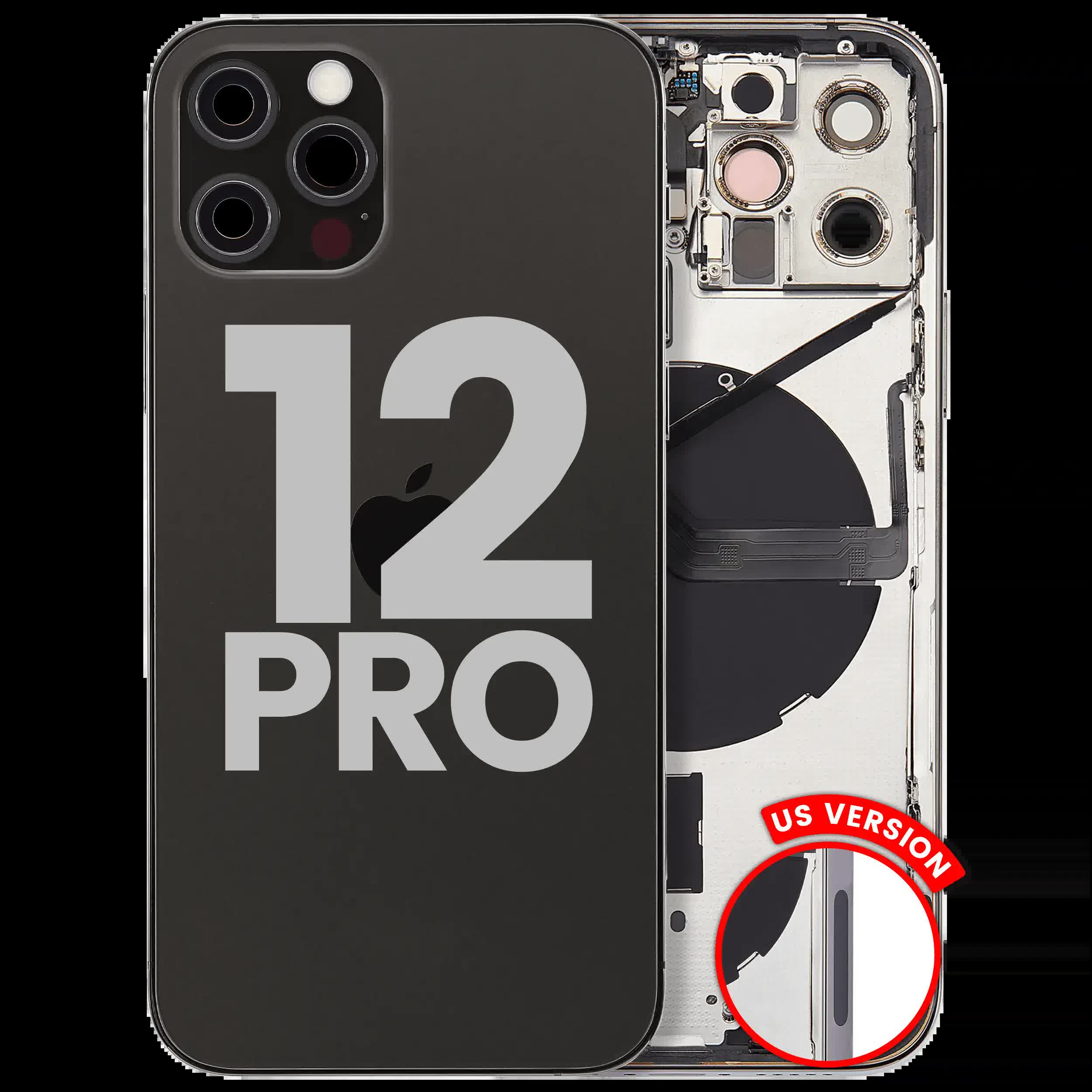 Rückgehäuse mit Kleinteilen für iPhone 12 Pro (US-Version) (ausgebautes Originalteil: Grade C) (Graphite)