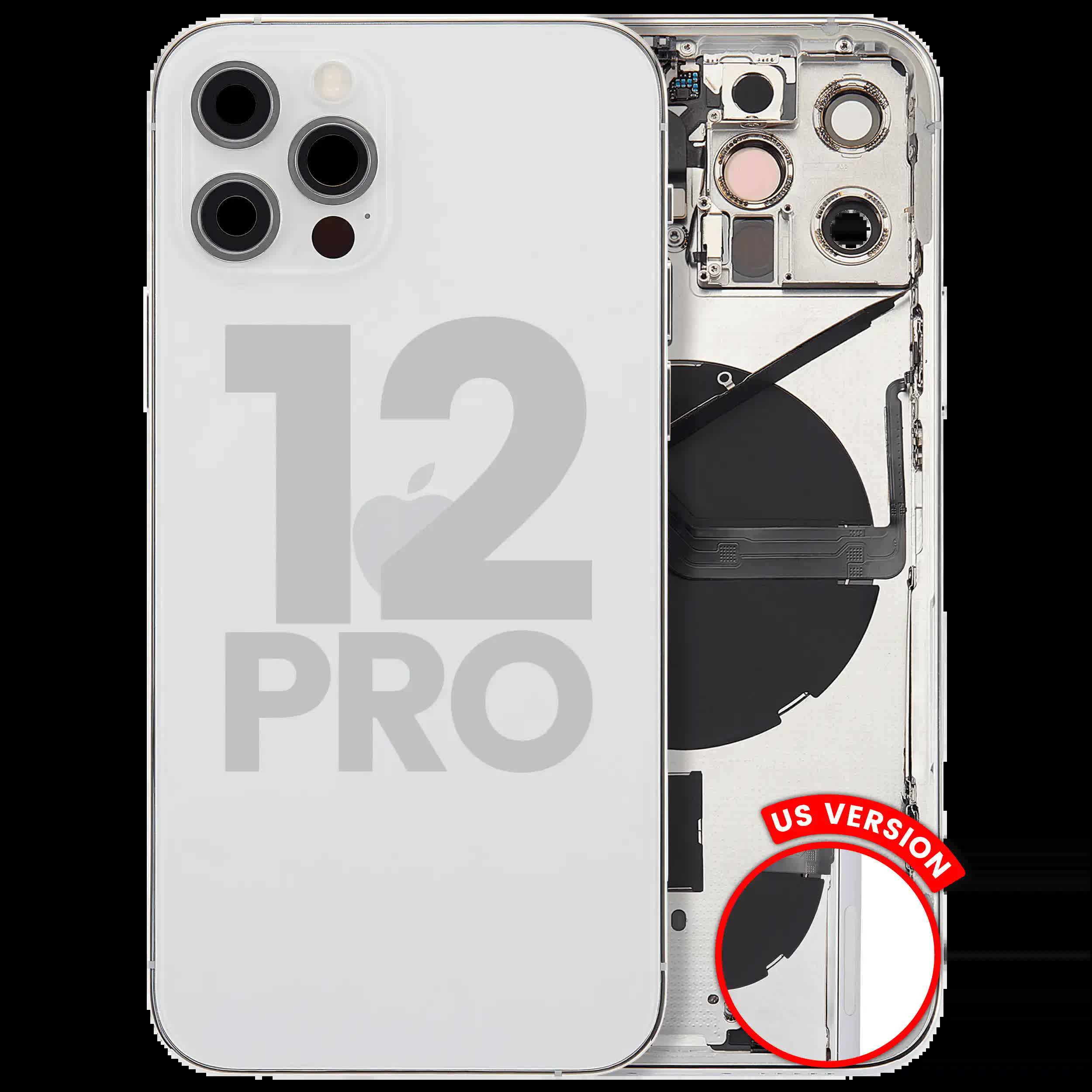 Rückgehäuse mit Kleinteilen für iPhone 12 Pro (US-Version) (ausgebautes Originalteil: Grade C) (Silver (Silber))