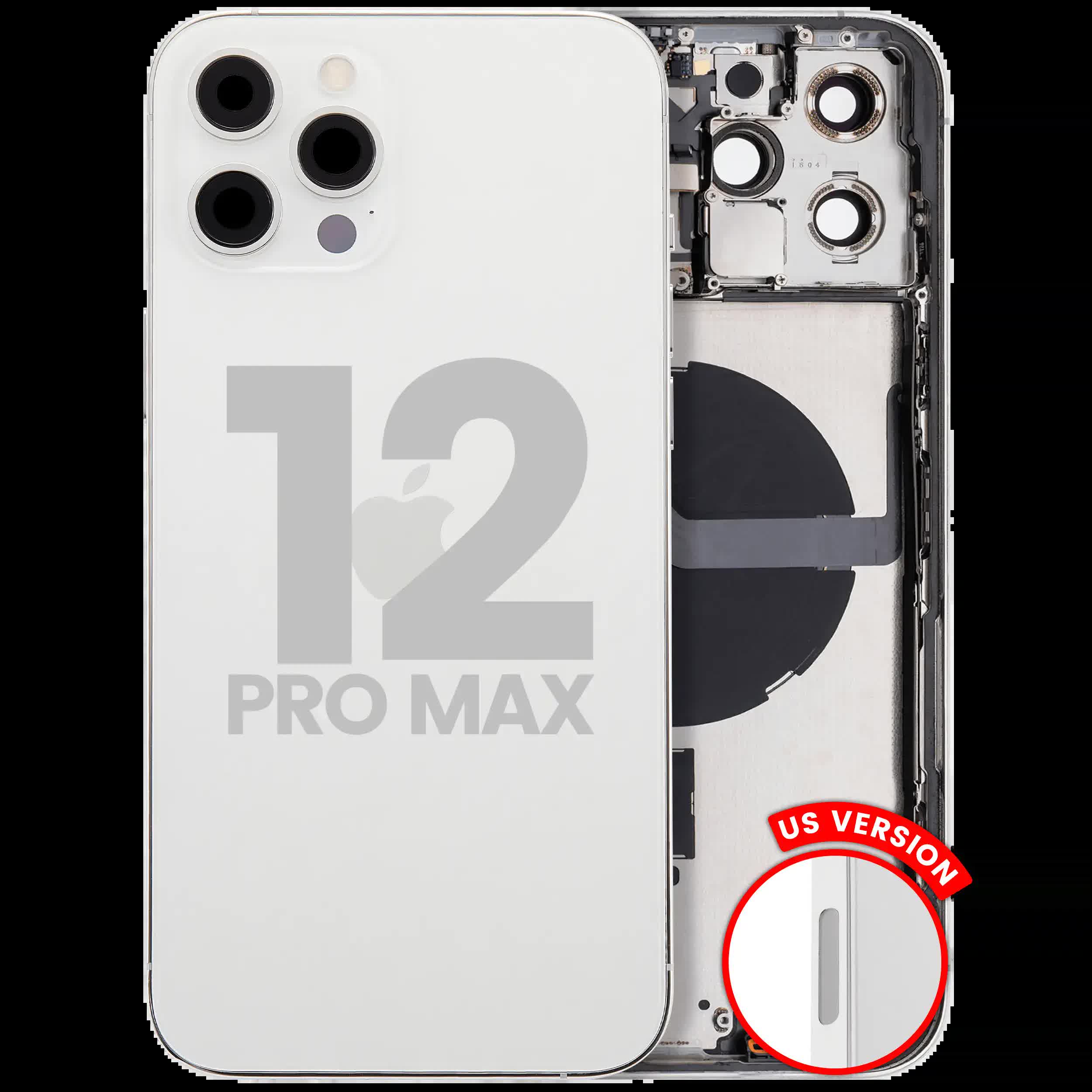 Rückgehäuse mit Kleinteilen für iPhone 12 Pro Max (US-Version) (ausgebautes Originalteil: Grade C) (Silver (Silber))