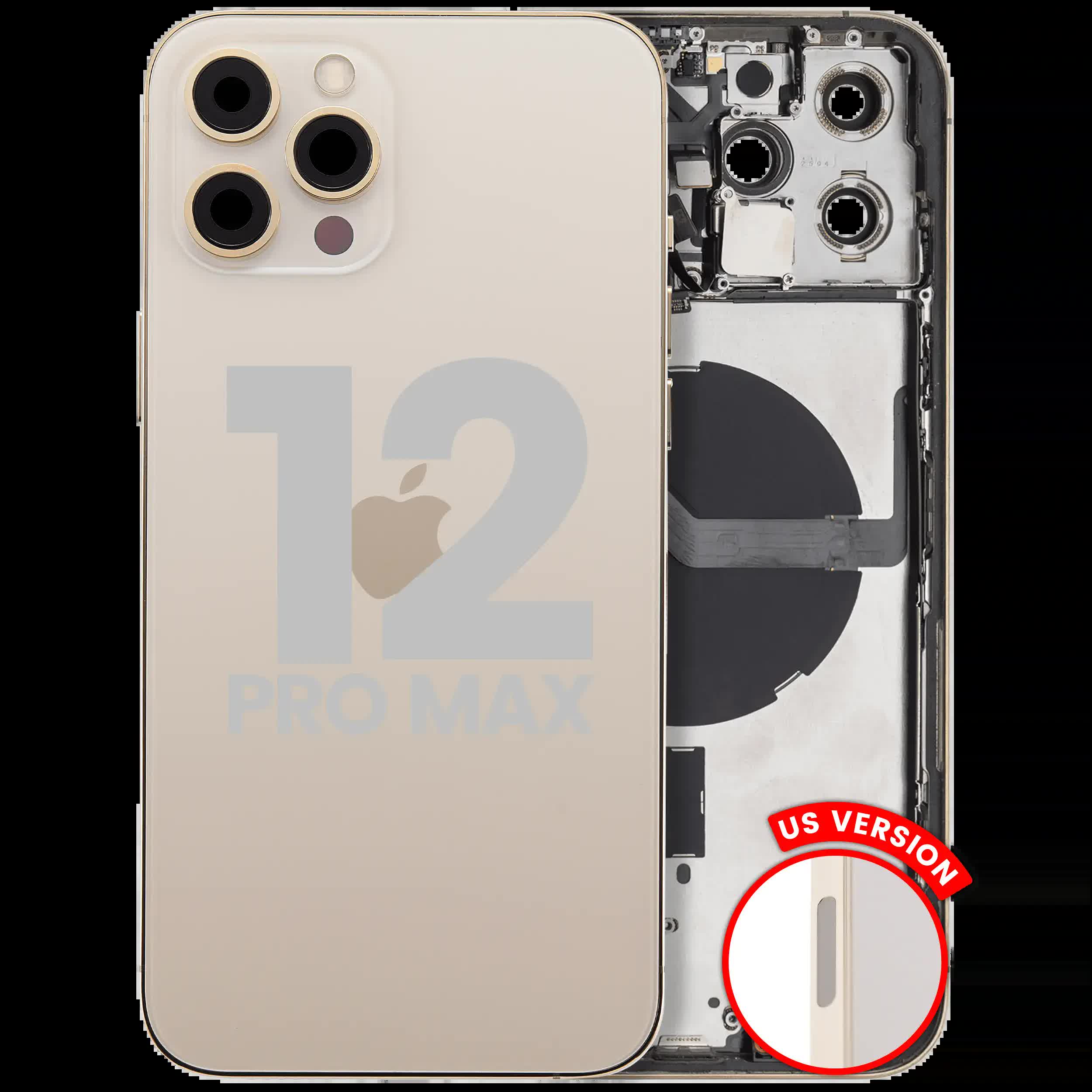 Rückgehäuse mit Kleinteilen für iPhone 12 Pro Max (US-Version) (ausgebautes Originalteil: Grade C) (Gold)