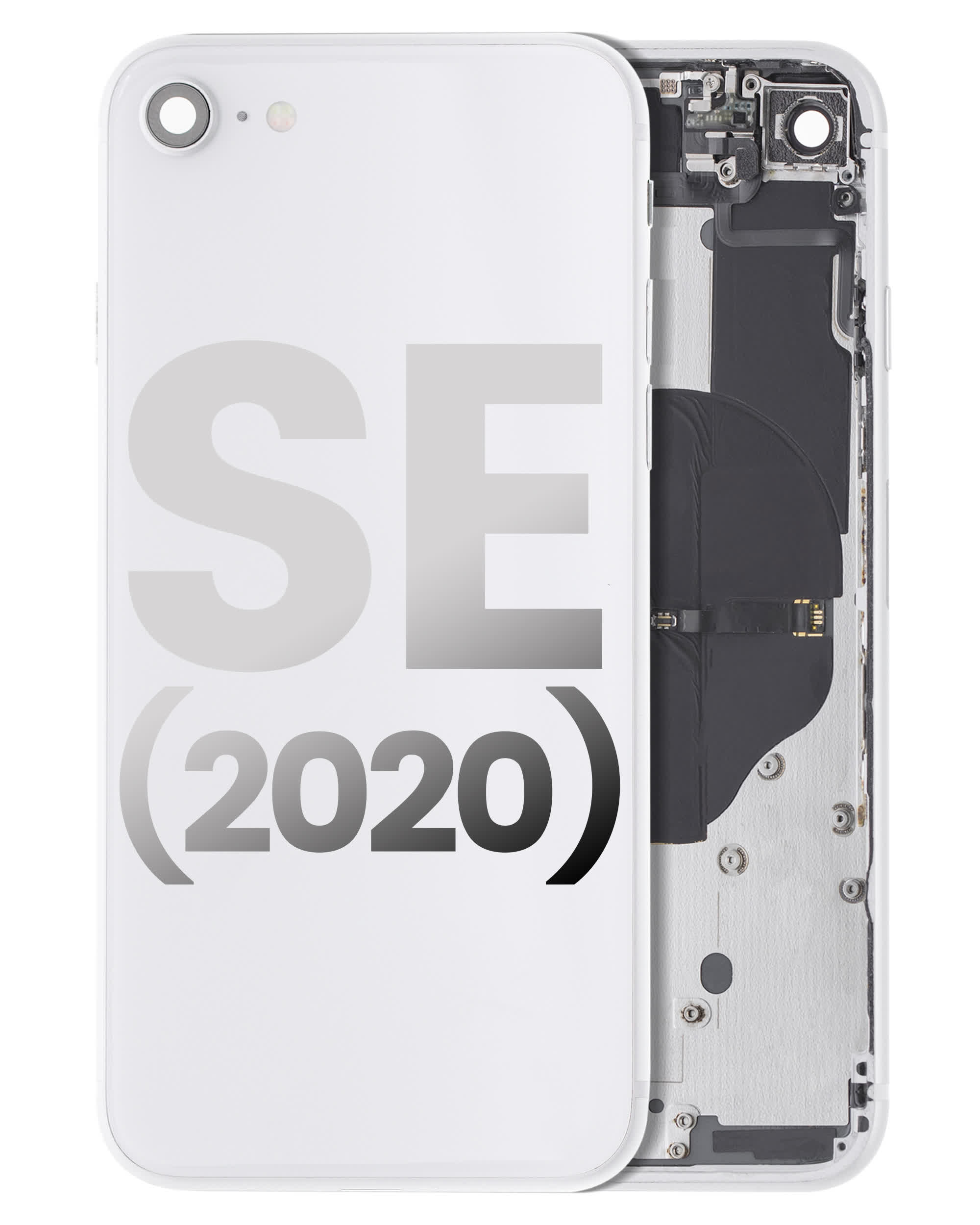 Rückgehäuse mit Kleinteilen vormontiert für iPhone SE (2020) (ausgebautes Originalteil: Grade C) (White (Weiß))