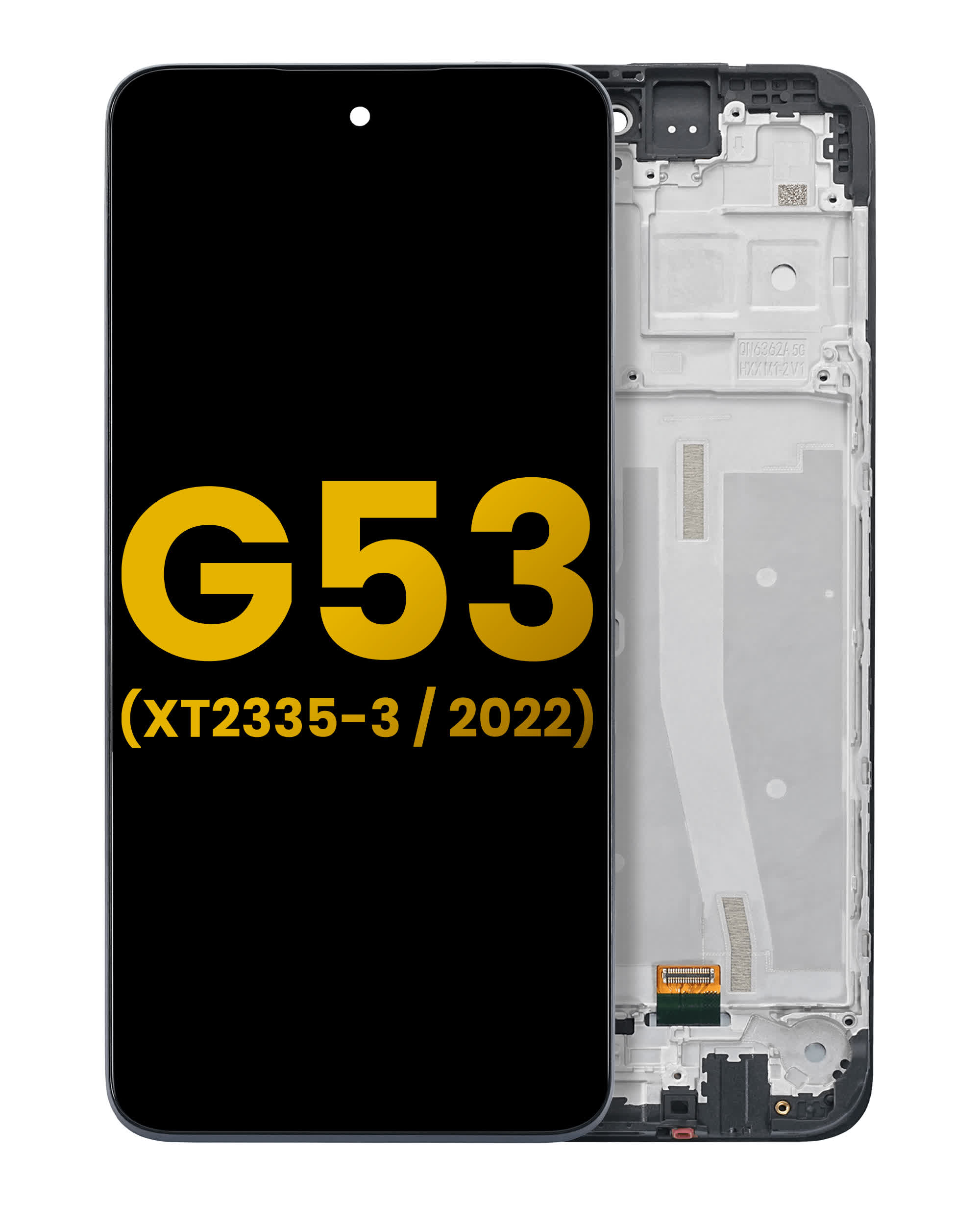 LCD Display mit Rahmen für Motorola Moto G53 (XT2335 / 2022) (professionell aufgearbeitet)