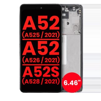 OLED Display mit Rahmen für Samsung Galaxy A52 4G (A525 / 2021) / A52 5G (A526 / 2021) / A52S 5G (A528 / 2021) (6.46") (Aftermarket Plus) (Awesome Bl