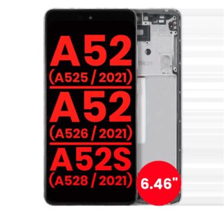 OLED Display mit Rahmen für Samsung Galaxy A52 4G (A525 / 2021) / A52 5G (A526 / 2021) / A52S 5G (A528 / 2021) (6.46") (Aftermarket Plus) (Awesome Wh
