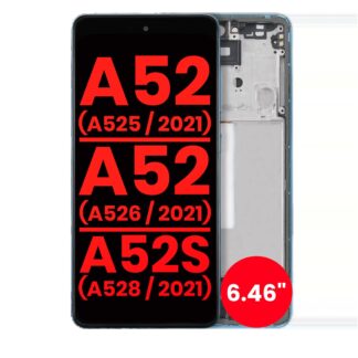 OLED Display mit Rahmen für Samsung Galaxy A52 4G (A525 / 2021) / A52 5G (A526 / 2021) / A52S 5G (A528 / 2021) (6.46") (Aftermarket Plus) (Awesome Bl