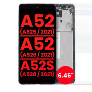 OLED Display mit Rahmen für Samsung Galaxy A52 4G (A525 / 2021) / A52 5G (A526 / 2021) / A52S 5G (A528 / 2021) (6.46") (Aftermarket Plus) (Awesome Pu