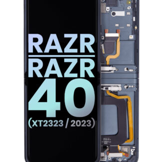 Main OLED Display mit Rahmen für Motorola Razr 2023 / Razr 40 (XT2323 / 2023) (Original) (Sage Green)