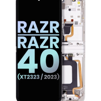 Main OLED Display mit Rahmen für Motorola Razr 2023 / Razr 40 (XT2323 / 2023) (Original) (Vanilla Cream)