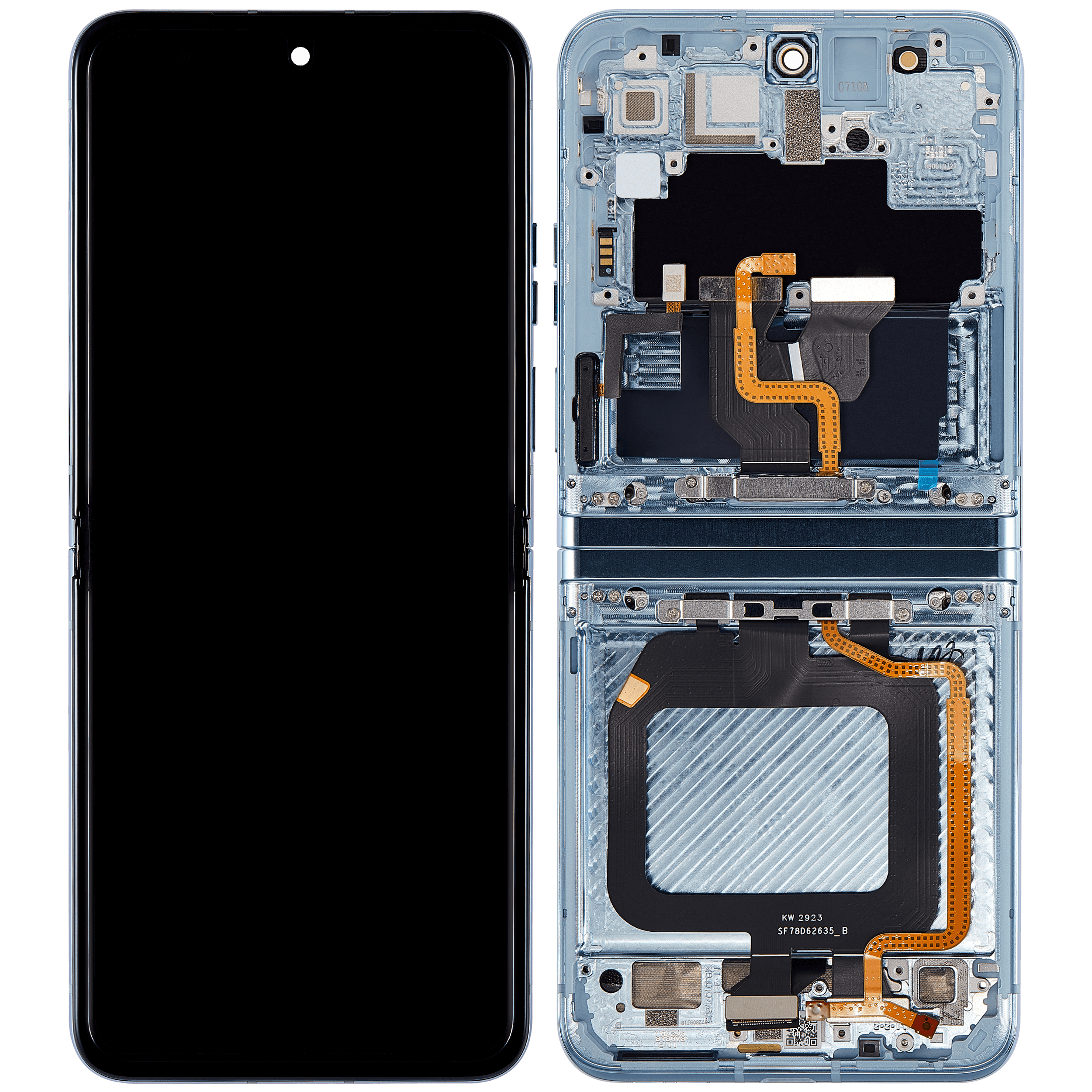 Inner OLED Display mit Rahmen für Motorola Moto Razr Plus 2023 / Razr 40 Ultra (XT2321 / 2023) (professionell aufgearbeitet) (Glacier Blue) – Bild 2