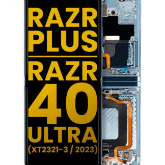 Inner OLED Display mit Rahmen für Motorola Moto Razr Plus 2023 / Razr 40 Ultra (XT2321 / 2023) (professionell aufgearbeitet) (Glacier Blue)
