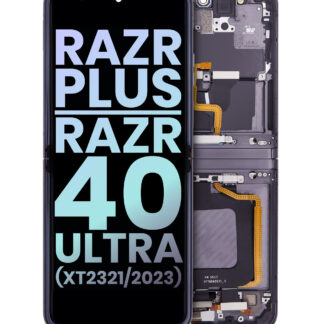 Inner OLED Display mit Rahmen für Motorola Moto Razr Plus 2023 / Razr 40 Ultra (XT2321 / 2023) (Original) (Infinite Black)