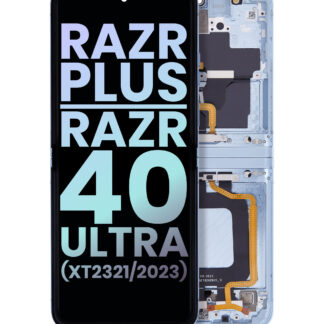 Inner OLED Display mit Rahmen für Motorola Moto Razr Plus 2023 / Razr 40 Ultra (XT2321 / 2023) (Original) (Glacier Blue)