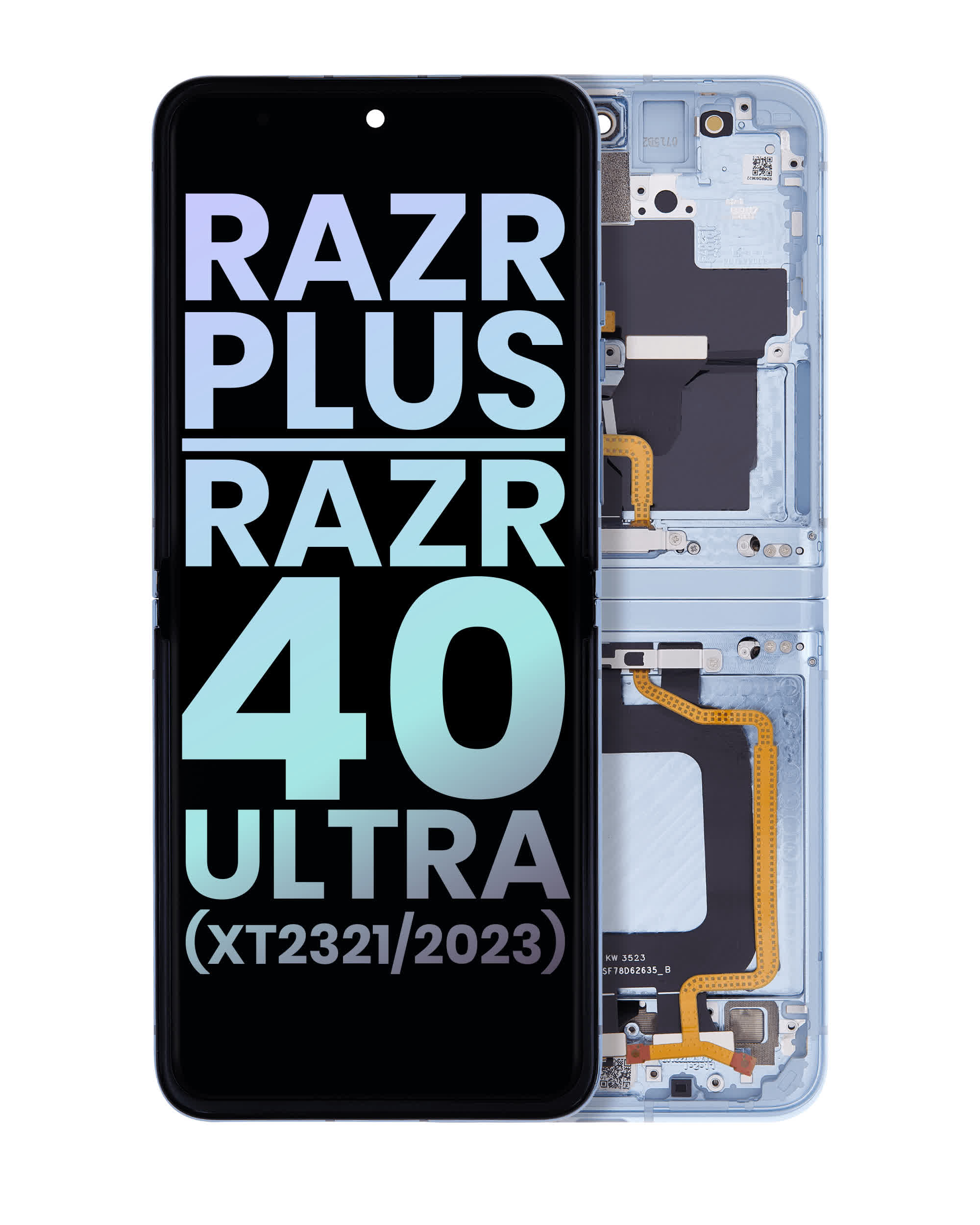 Inner OLED Display mit Rahmen für Motorola Moto Razr Plus 2023 / Razr 40 Ultra (XT2321 / 2023) (Original) (Glacier Blue)