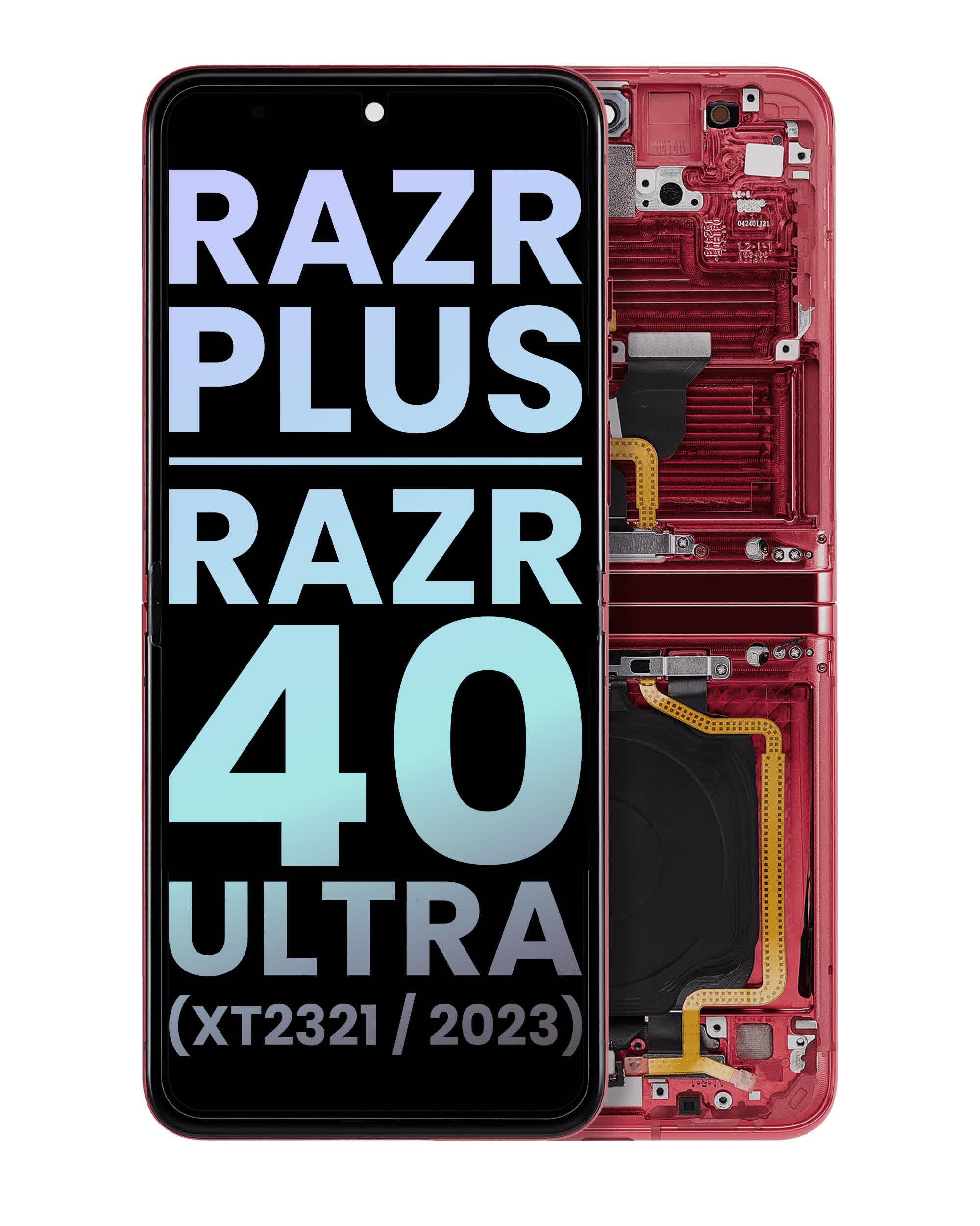 Inner OLED Display mit Rahmen für Motorola Moto Razr Plus 2023 / Razr 40 Ultra (XT2321 / 2023) (Original) (Viva Magenta)