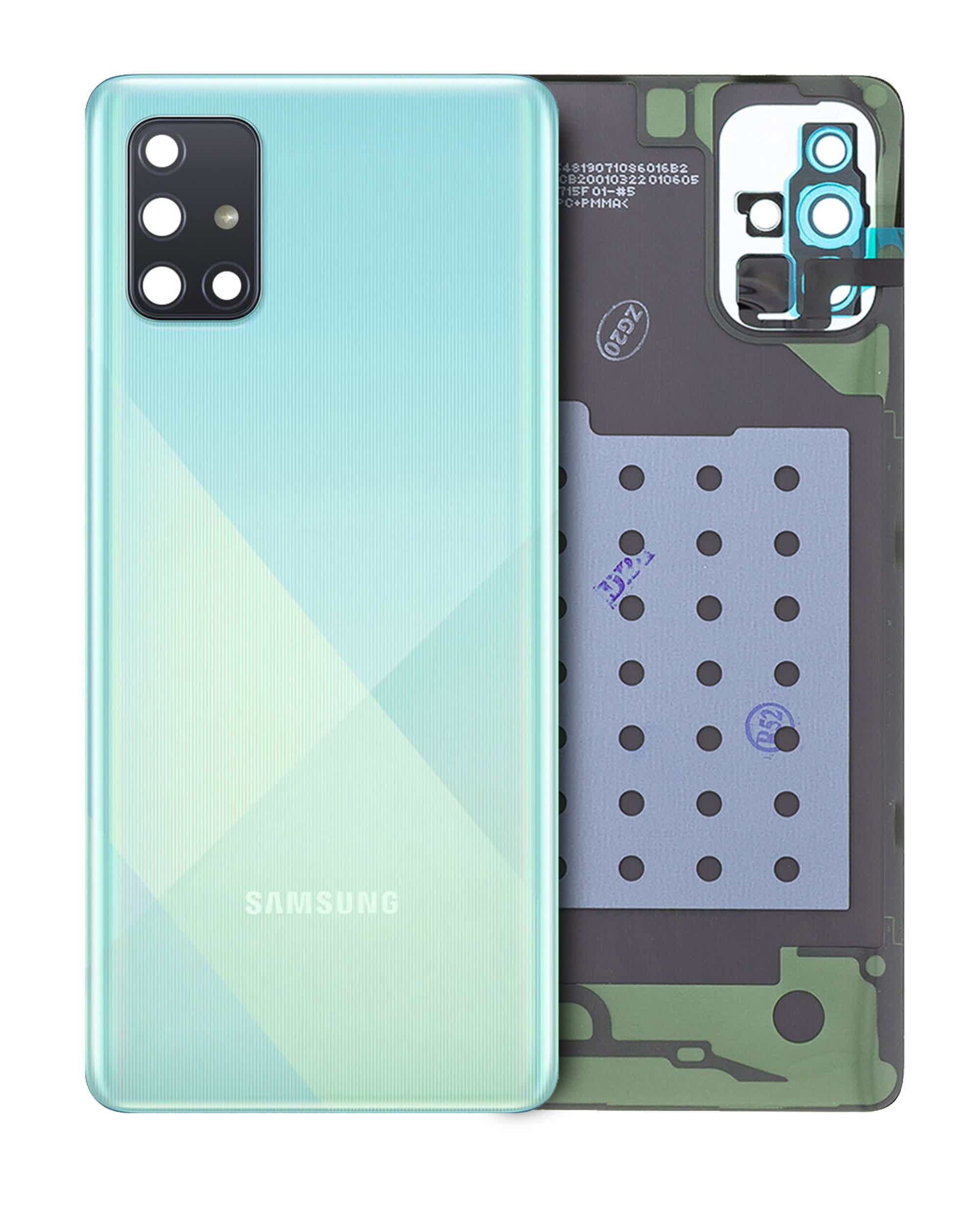Rückdeckelglas mit Kameraglas für Samsung Galaxy A71 (A715 / 2020) (Service Pack) (Prism Crush Blue)