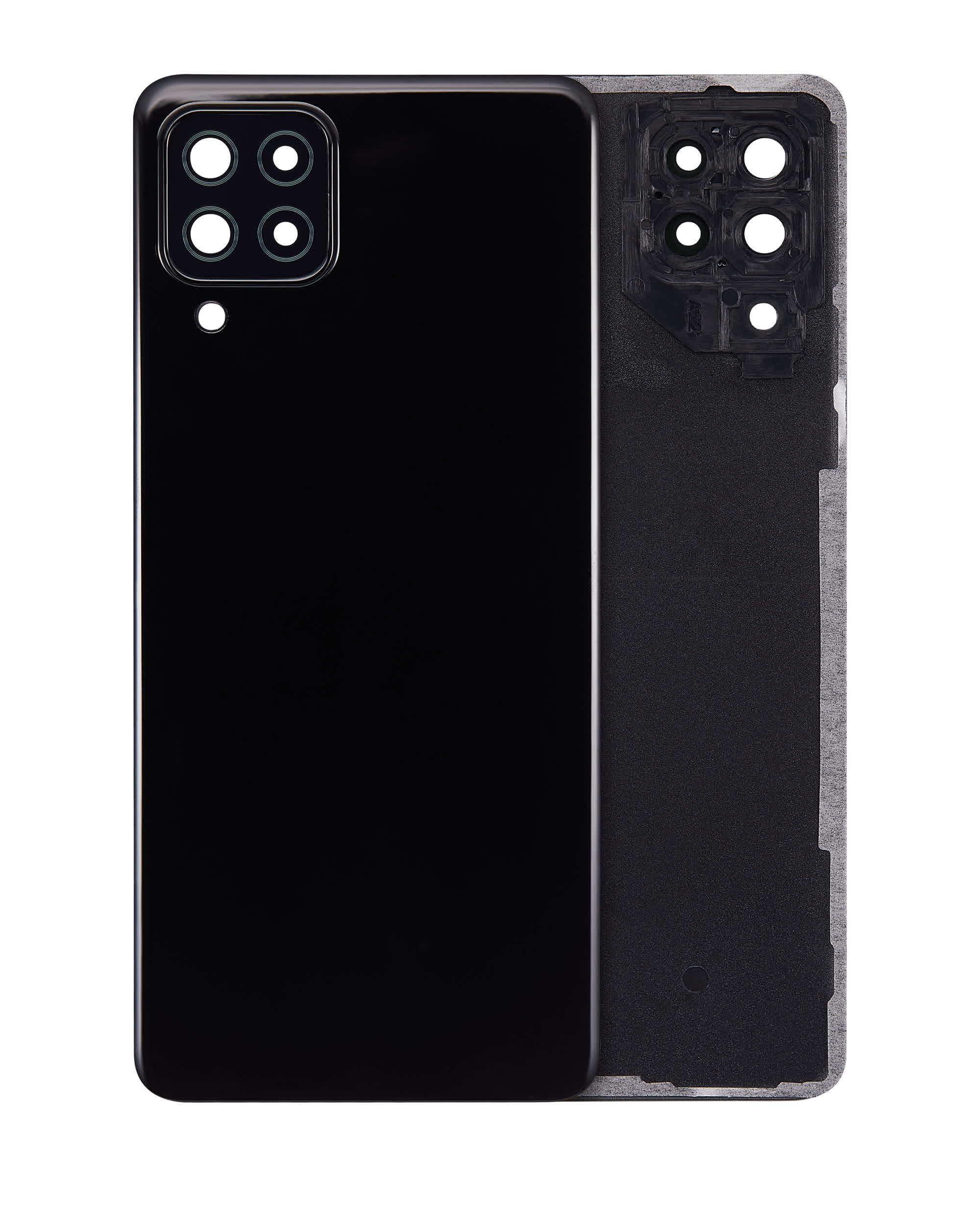 Rückdeckelglas mit Kameraglas für Samsung Galaxy A22 4G (A225 / 2021) (Service Pack) (Black (Schwarz))