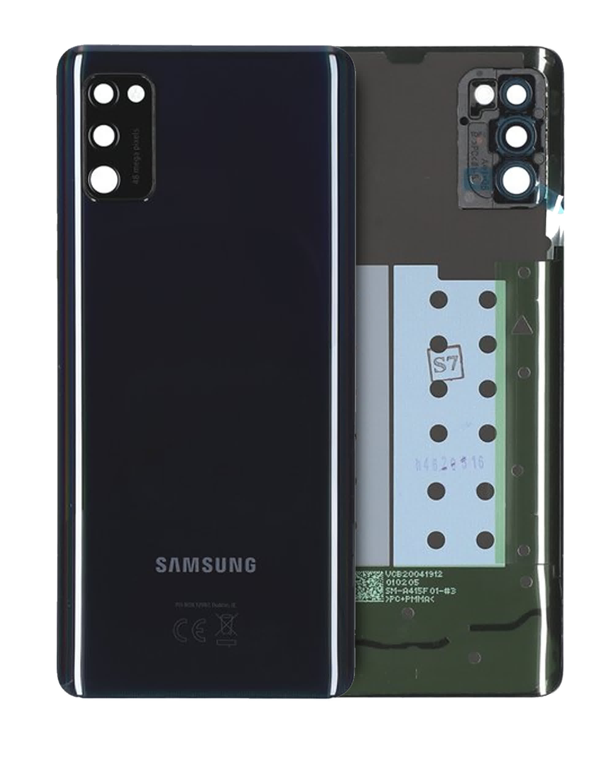 Rückdeckelglas mit Kameraglas für Samsung Galaxy A41 (A415 / 2020) (Service Pack) (Prism Crush Black)
