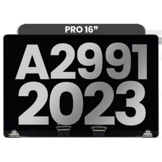 komplette LCD-Displayeinheit für MacBook Pro 16" A2991 (2023) (vormontiert Lid Angle Sensor Kabel) (ausgebautes Originalteil: Grade A) (Space Black)