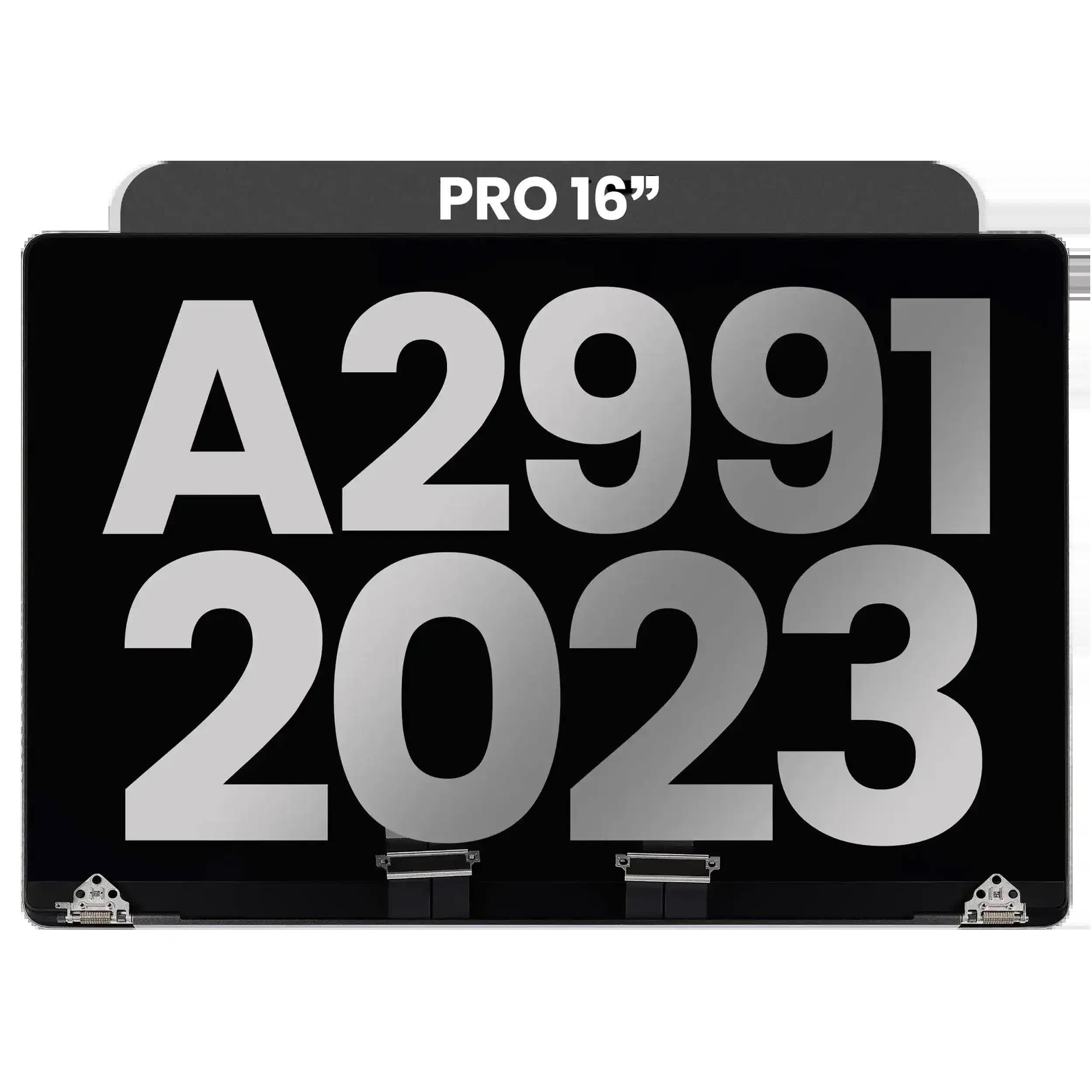 komplette LCD-Displayeinheit für MacBook Pro 16" A2991 (2023) (vormontiert Lid Angle Sensor Kabel) (ausgebautes Originalteil: Grade A) (Space Black)
