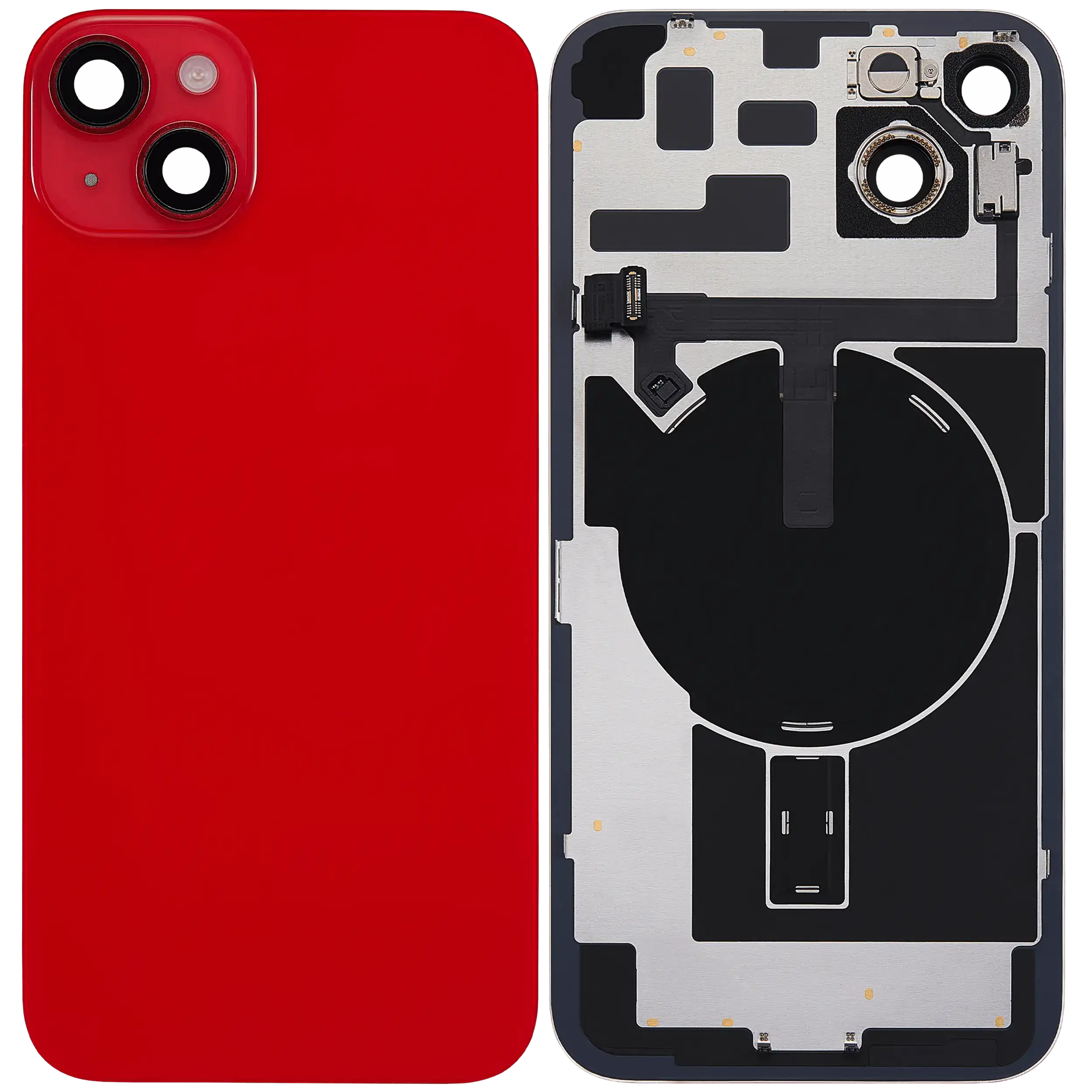 Rückglas mit MagSafe Magnet & NFC & Taschenlampen-Flexkabel für iPhone 14 Plus (ausgebautes Originalteil: Grade B) (Red (Rot)) – Bild 2
