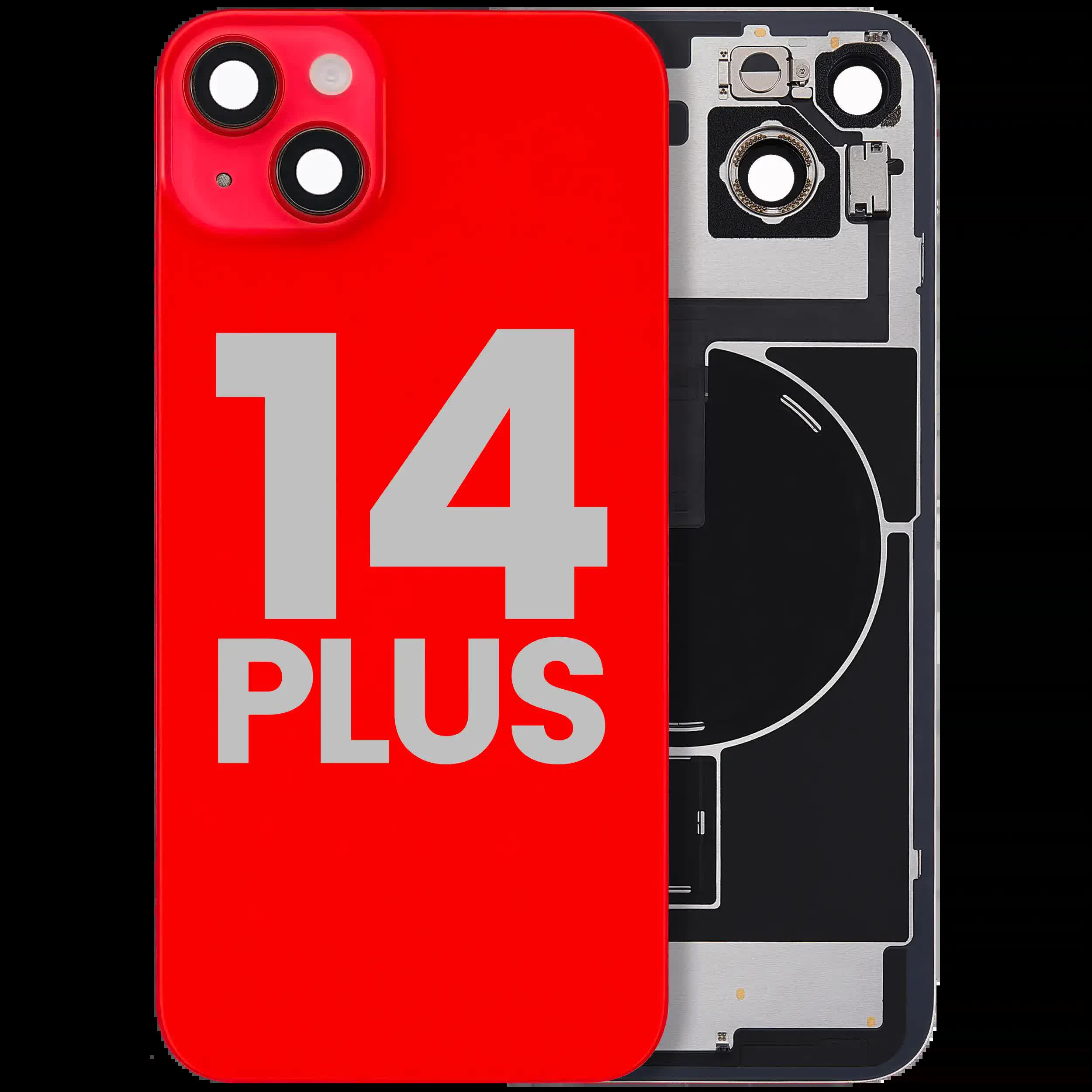 Rückglas mit MagSafe Magnet & NFC & Taschenlampen-Flexkabel für iPhone 14 Plus (ausgebautes Originalteil: Grade B) (Red (Rot))