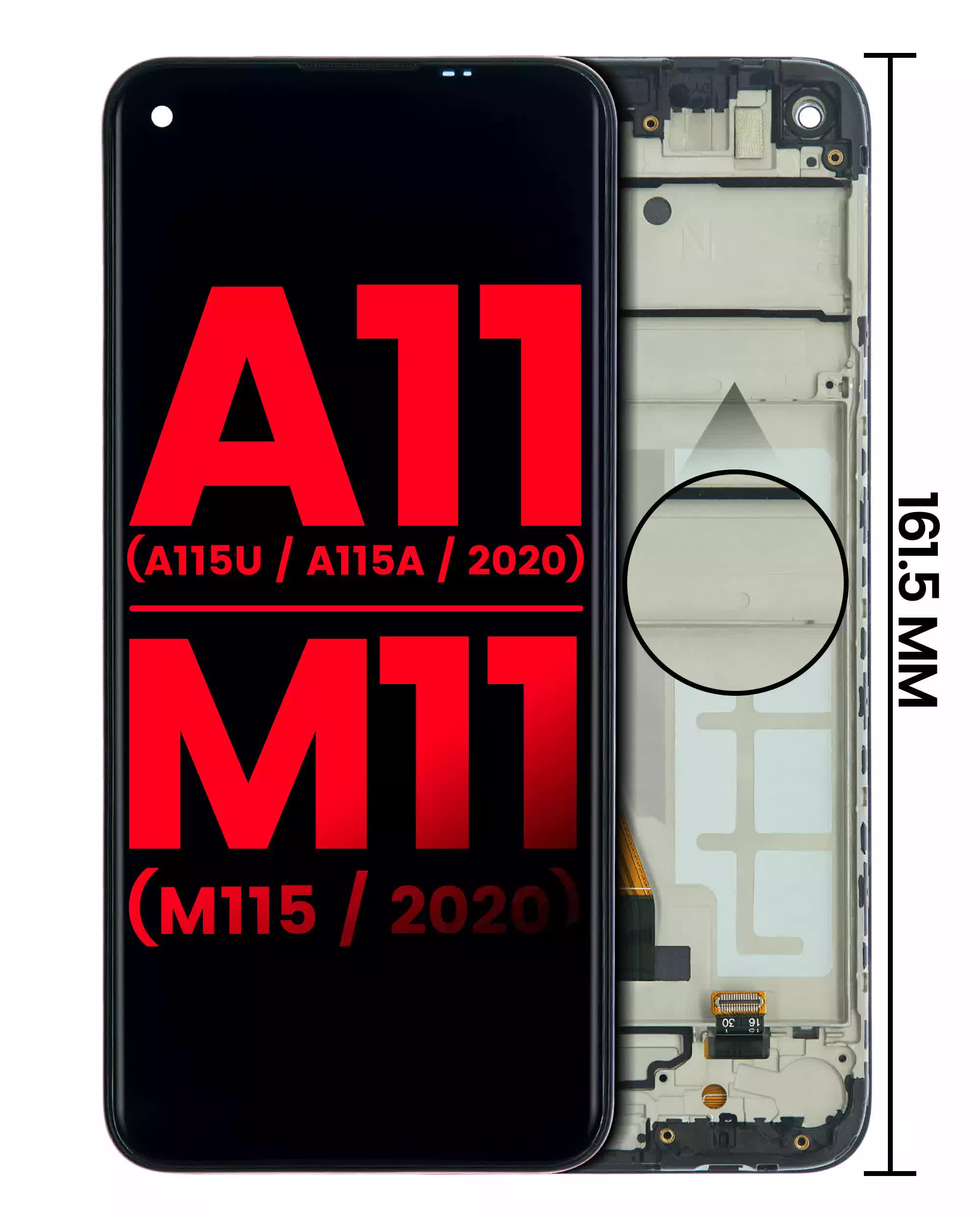 LCD Display mit Rahmen für Samsung Galaxy A11 (A115U / A115A / 2020) / M11 (M115 / 2020) (US-Version) (Aftermarket Plus)