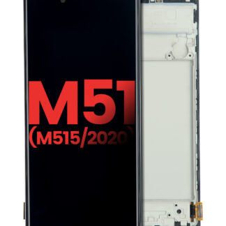 OLED Display mit Rahmen für Samsung Galaxy M51 (M515 / 2020) (Aftermarket Plus) (Celestial Black)