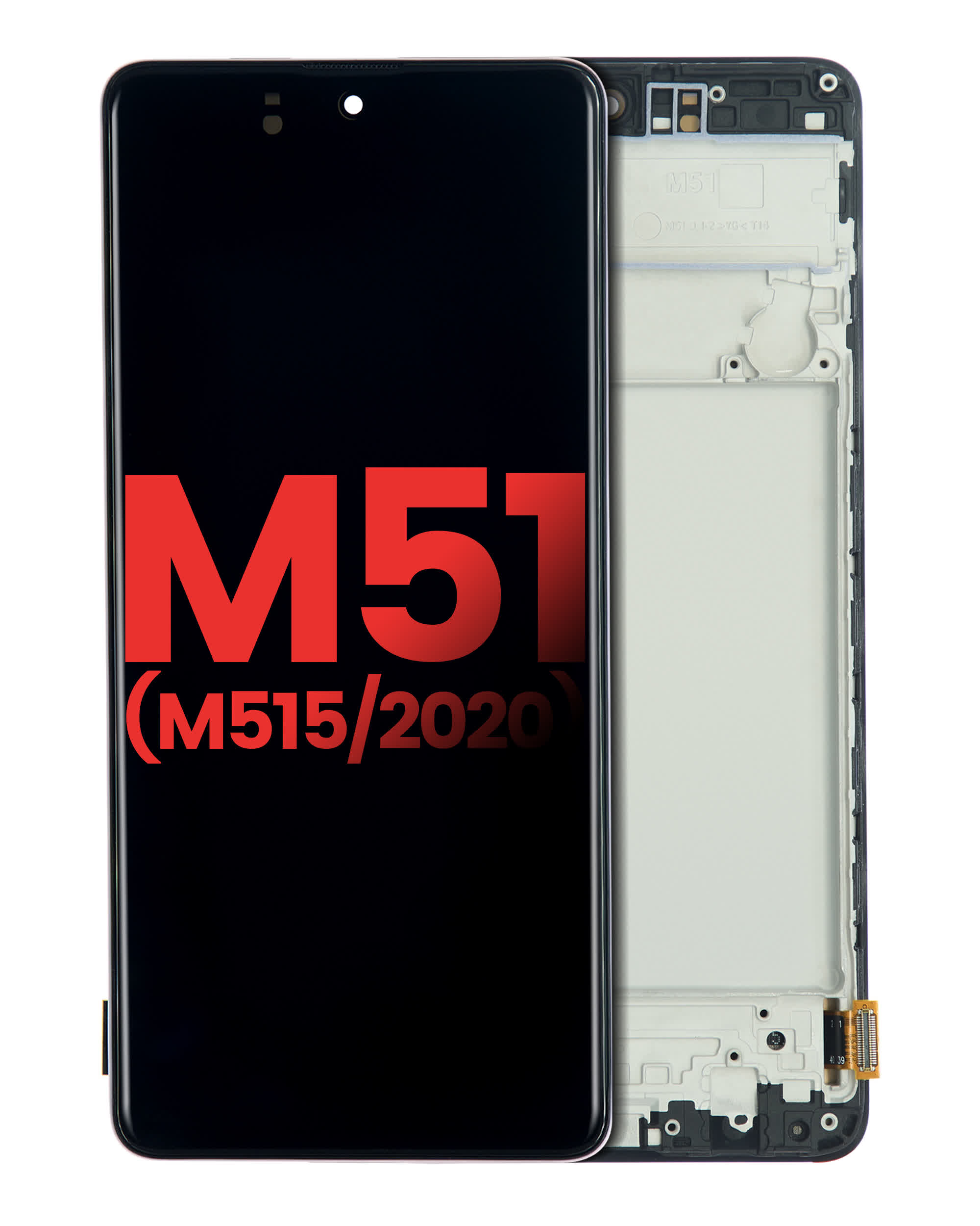 OLED Display mit Rahmen für Samsung Galaxy M51 (M515 / 2020) (Aftermarket Plus) (Celestial Black)