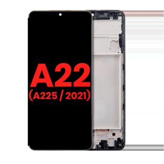 OLED Display mit Rahmen für Samsung Galaxy A22 4G (A225 / 2021) (Aftermarket Plus)