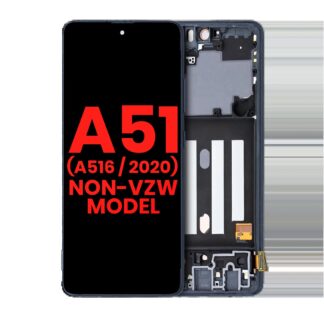 OLED Display mit Rahmen für Samsung Galaxy A51 5G (A516 / 2020) (Non-Verizon 5G UW Rahmen) (6.46") (Aftermarket Plus) (Prism Cube Black)