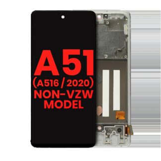 OLED Display mit Rahmen für Samsung Galaxy A51 5G (A516 / 2020) (Non-Verizon 5G UW Rahmen) (6.46") (Aftermarket Plus) (Prism Cube White)