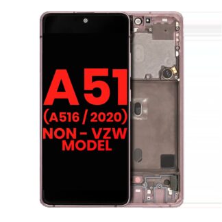 OLED Display mit Rahmen für Samsung Galaxy A51 5G (A516 / 2020) (Non-Verizon 5G UW Rahmen) (6.46") (Aftermarket Plus) (Prism Cube Pink)