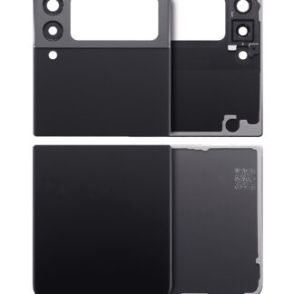 oben und unten Rückdeckelglas mit Kameraglas für Samsung Galaxy Z Flip 3 5G (Aftermarket Plus) (Phantom Black)
