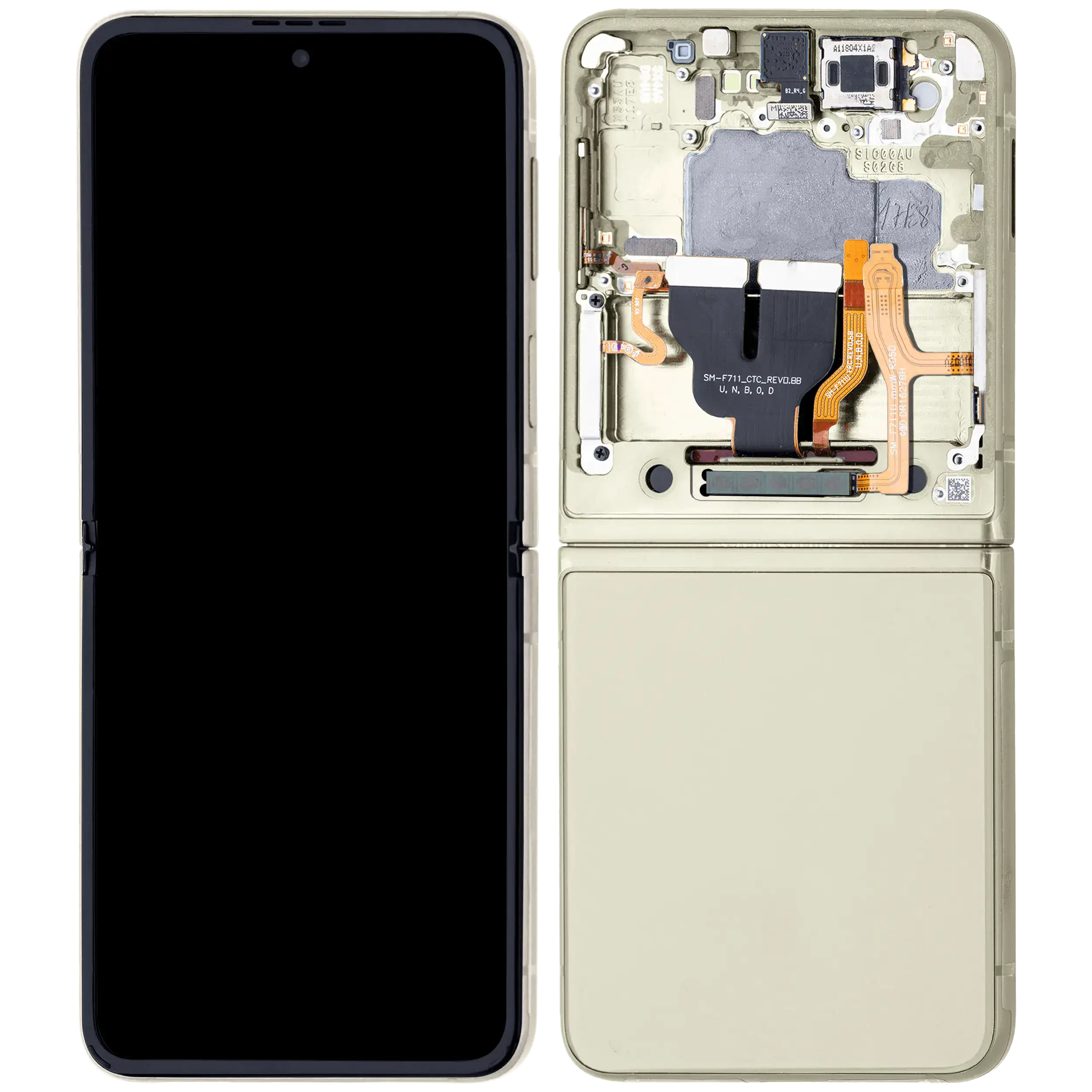 Inner OLED Display mit Rahmen für Samsung Galaxy Z Flip 3 5G (US & International) (Service Pack) (Cream) – Bild 2