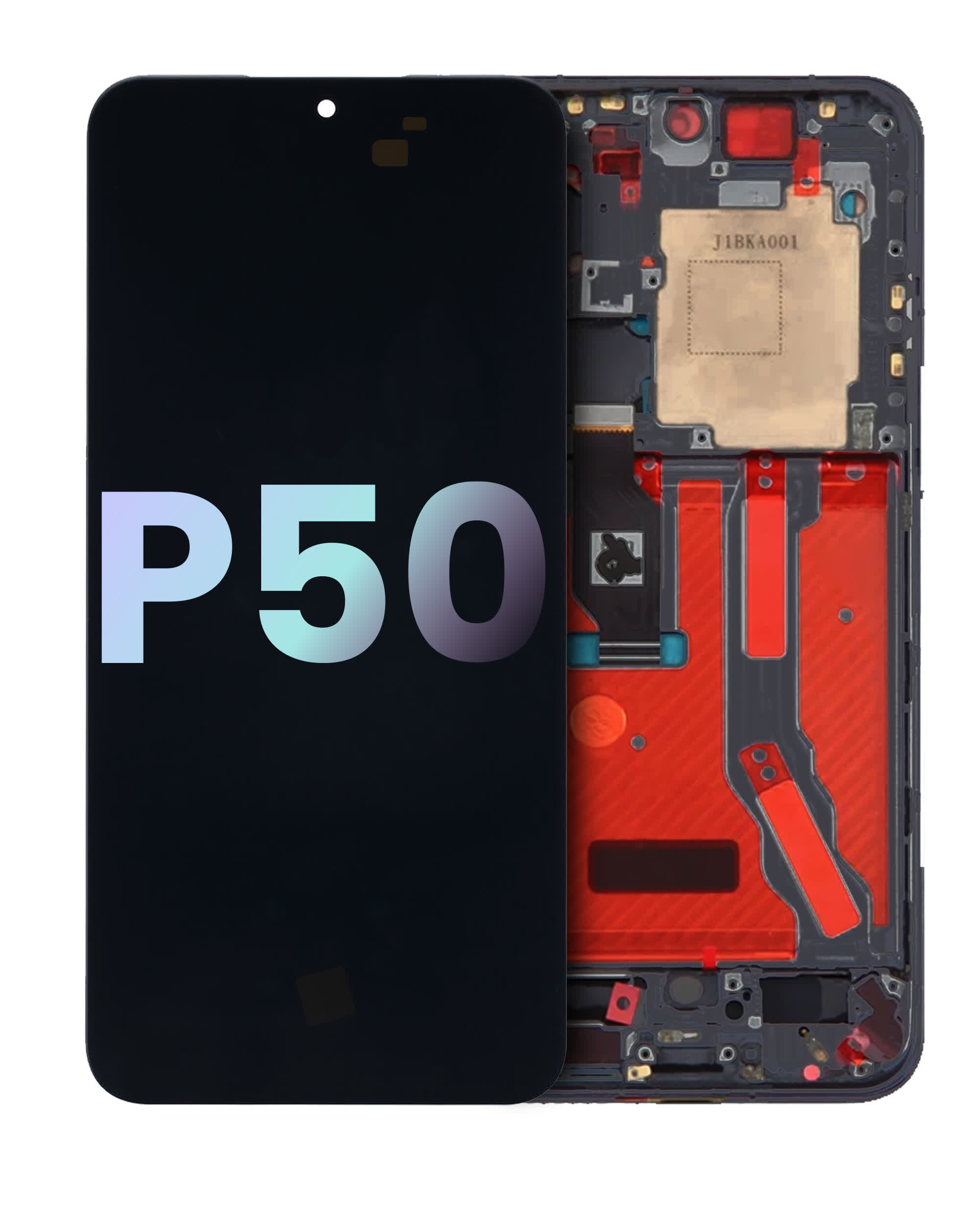 OLED Display mit Rahmen für Huawei P50 (Original) (Black (Schwarz))