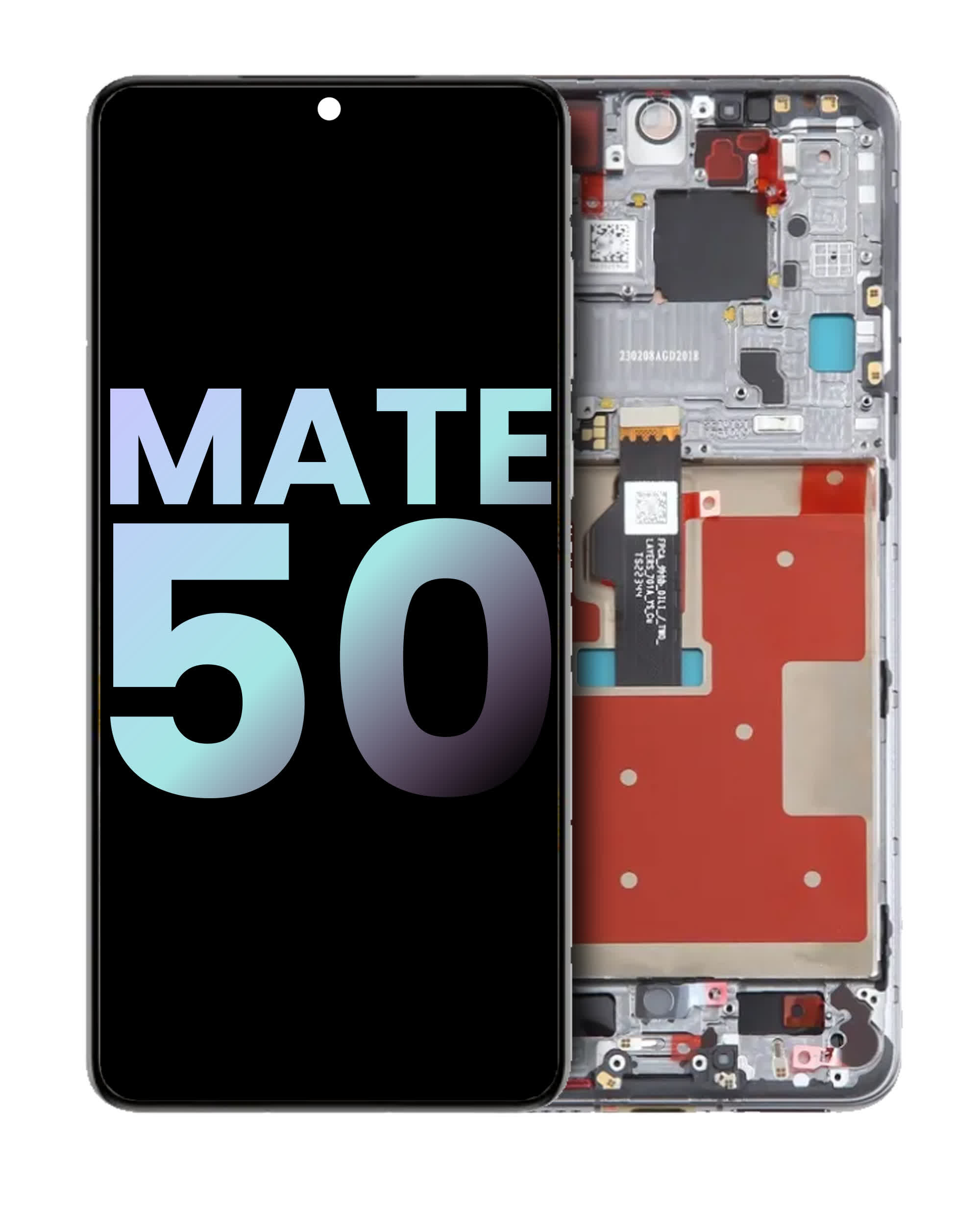 OLED Display mit Rahmen für Huawei Mate 50 (Original) (Silver (Silber))