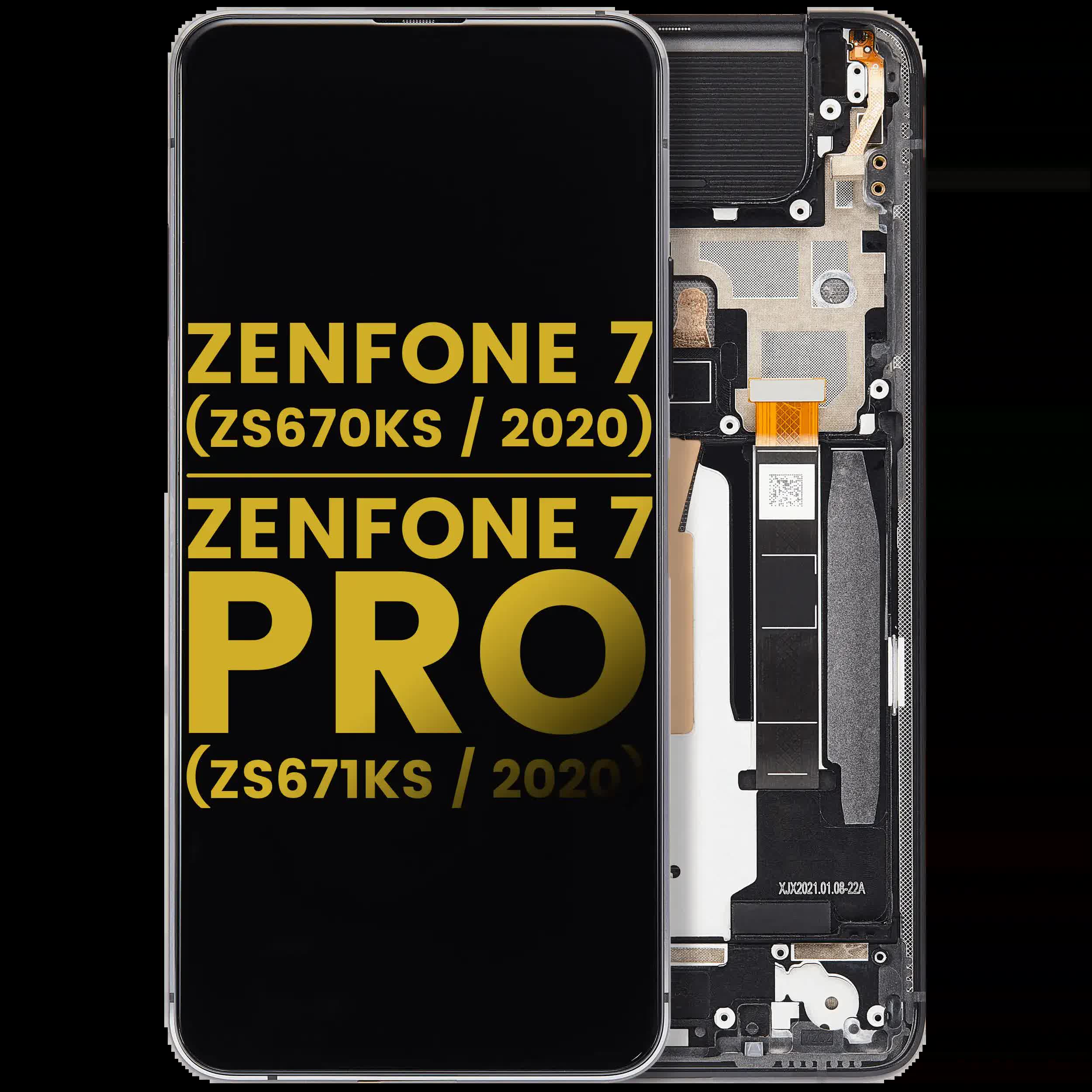 OLED Display ohne Rahmen für Asus ZenFone 7 (ZS670KS / 2020) / ZenFone 7 Pro (ZS671KS / 2020) (professionell aufgearbeitet) (Black (Schwarz))