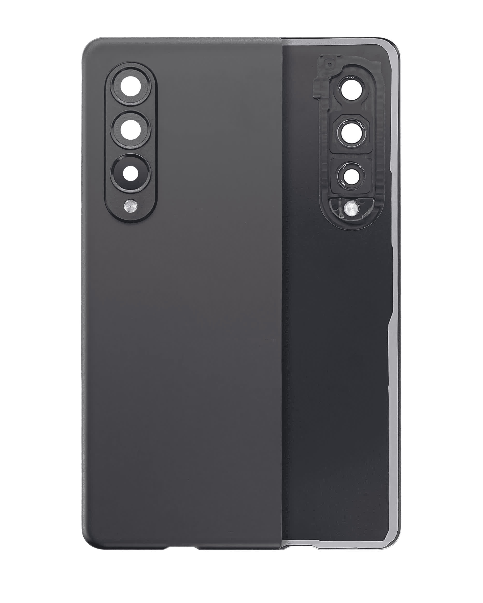 Rückdeckelglas mit Kameraglas für Samsung Galaxy Z Fold 3 5G (Aftermarket Plus) (Phantom Black)