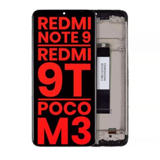 LCD Display mit Rahmen für Xiaomi Redmi Note 9 4G / Redmi 9T / Poco M3 / Redmi 9 Power (Aftermarket Plus)
