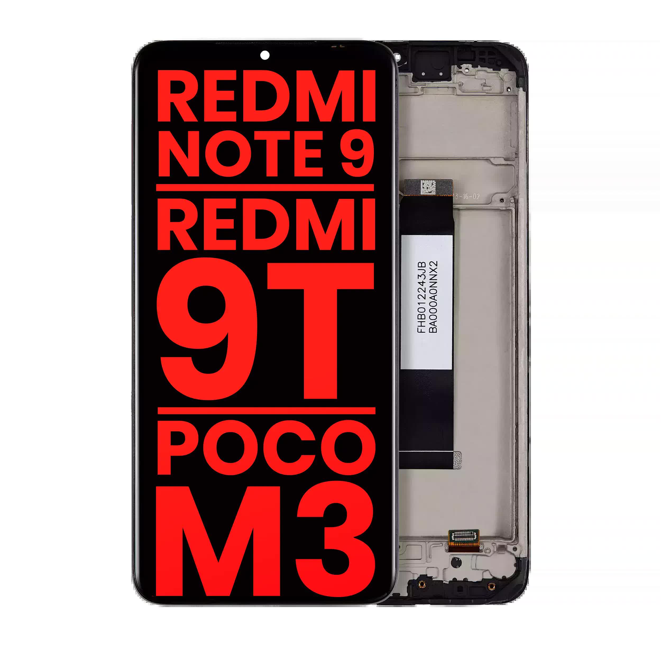 LCD Display mit Rahmen für Xiaomi Redmi Note 9 4G / Redmi 9T / Poco M3 / Redmi 9 Power (Aftermarket Plus)