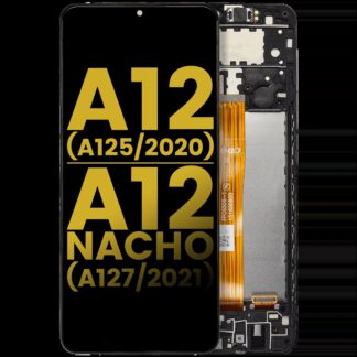 LCD Display mit Rahmen für Samsung Galaxy A12 (A125 / 2020) / A12 Nacho (A127 / 2021) (professionell aufgearbeitet)