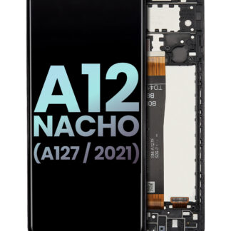 LCD Display mit Rahmen für Samsung Galaxy A12 Nacho (A127 / 2021) (Service Pack) (Black (Schwarz))