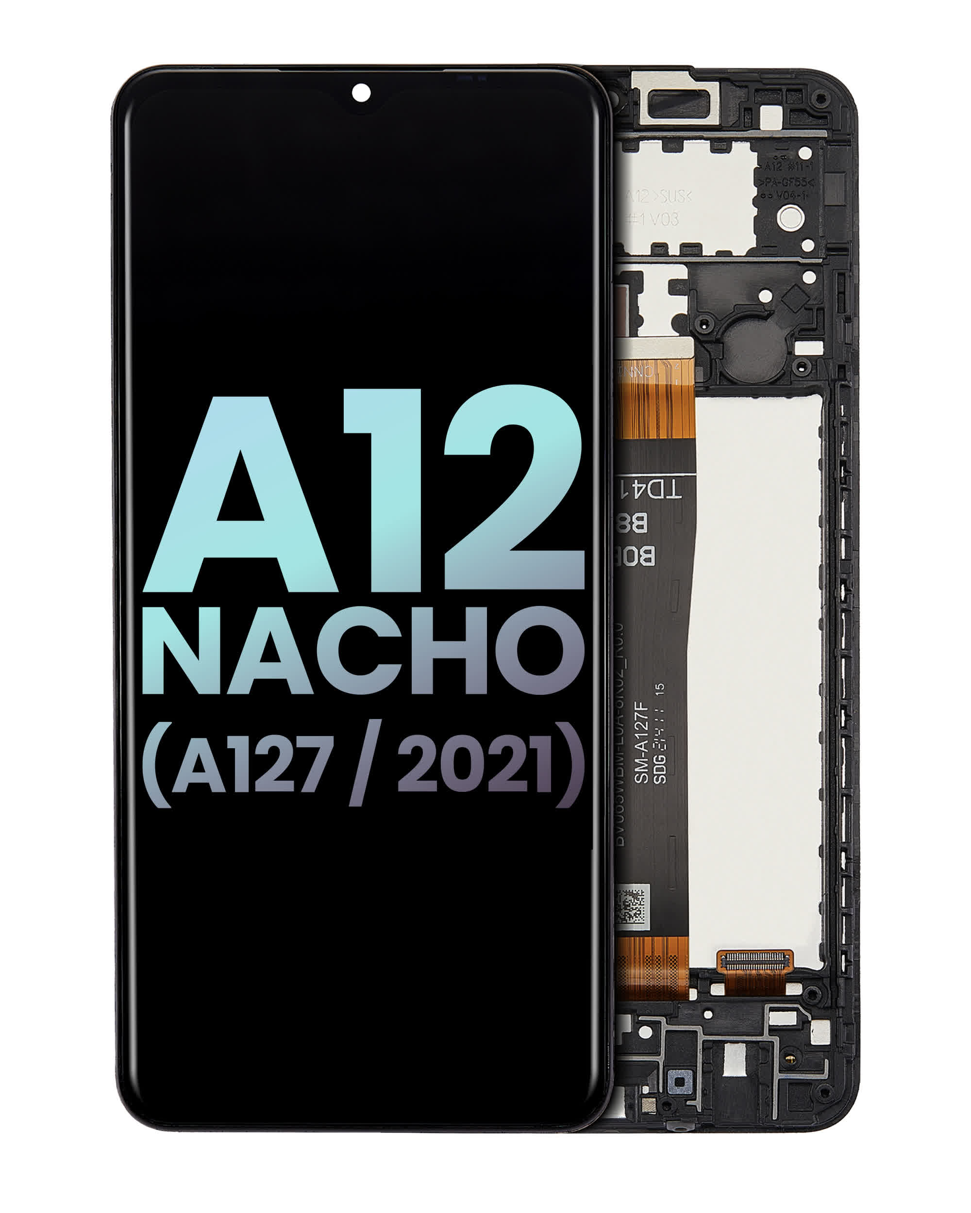 LCD Display mit Rahmen für Samsung Galaxy A12 Nacho (A127 / 2021) (Service Pack) (Black (Schwarz))