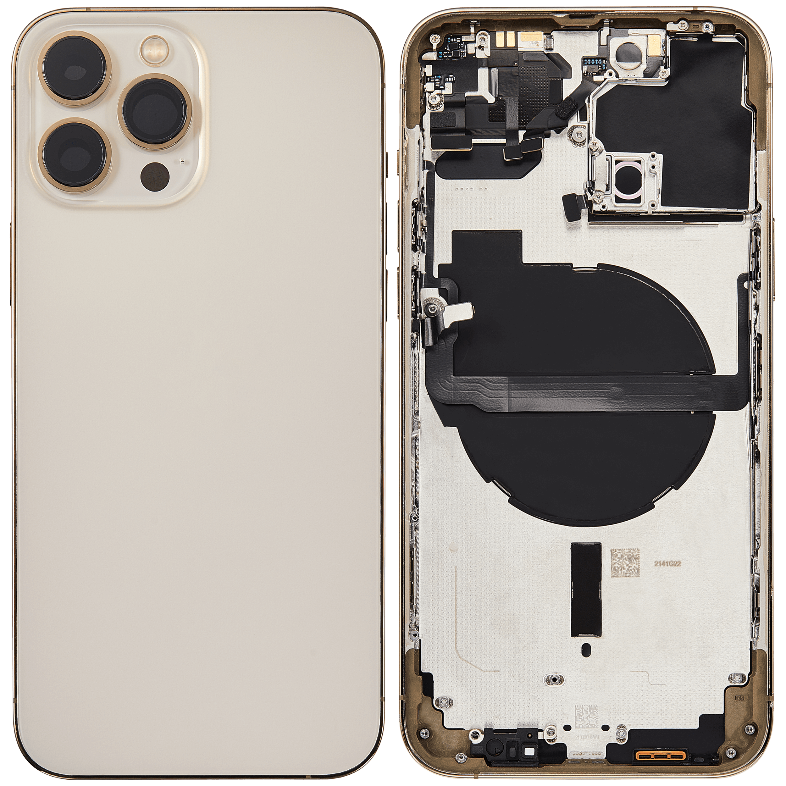 Rückgehäuse mit Kleinteilen für iPhone 13 Pro Max (EU / globale Version) (ausgebautes Originalteil: Grade C) (Gold) – Bild 2