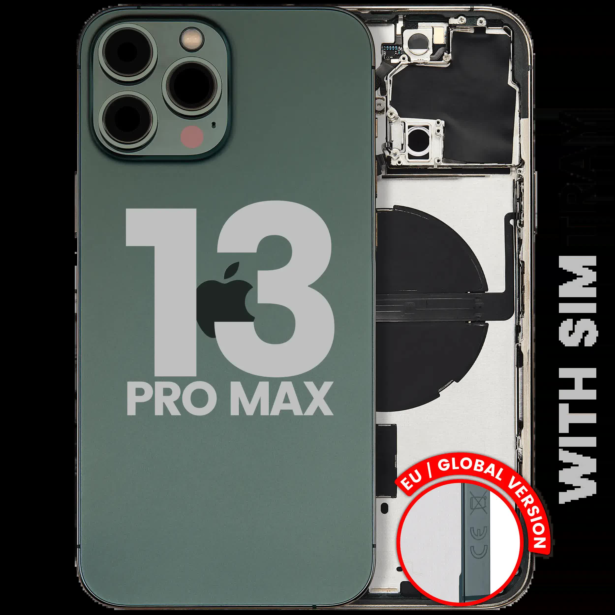 Rückgehäuse mit Kleinteilen für iPhone 13 Pro Max (EU / globale Version) (ausgebautes Originalteil: Grade B) (Alpine Green)