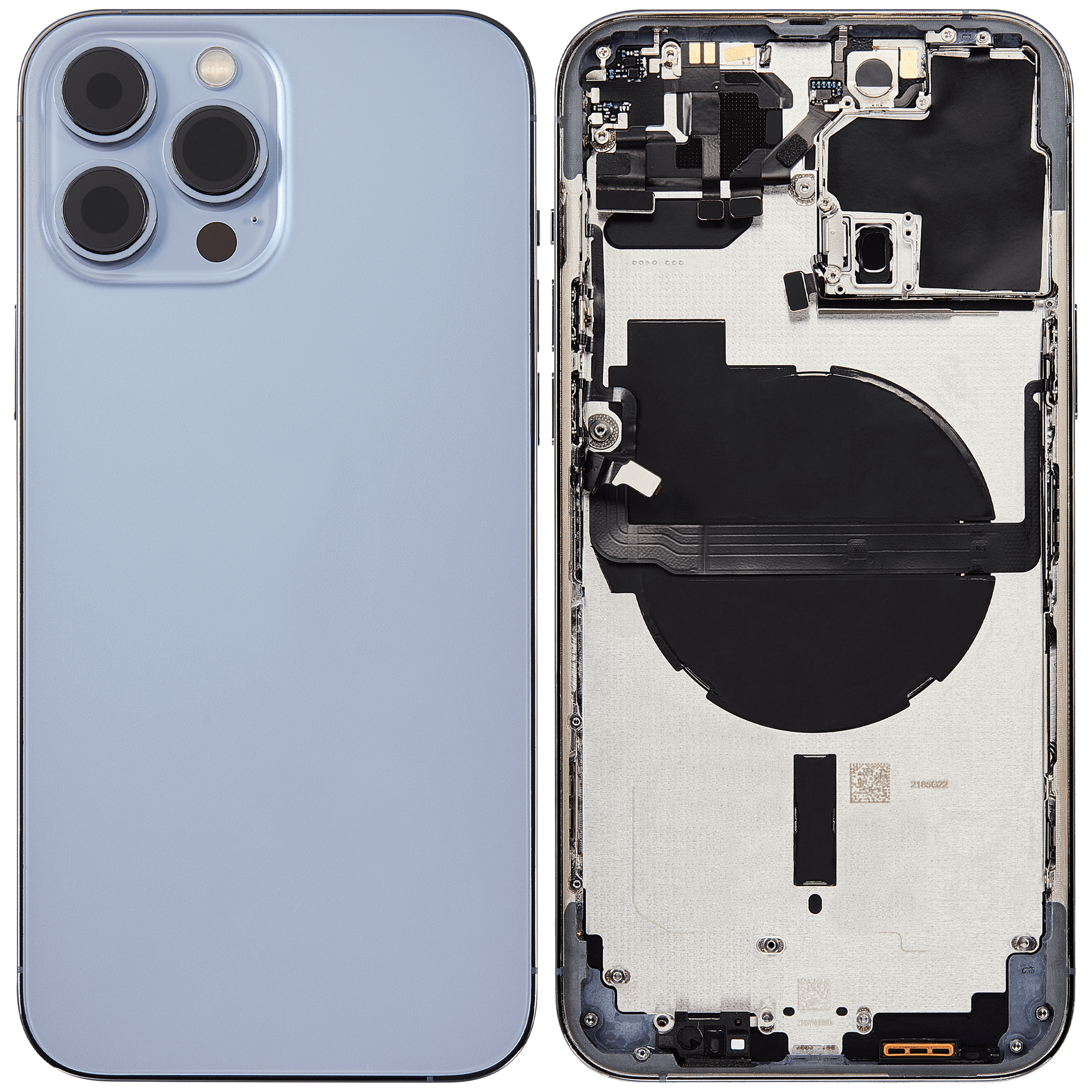 Rückgehäuse mit Kleinteilen für iPhone 13 Pro Max (EU / globale Version) (ausgebautes Originalteil: Grade B) (Sierra Blue) – Bild 2