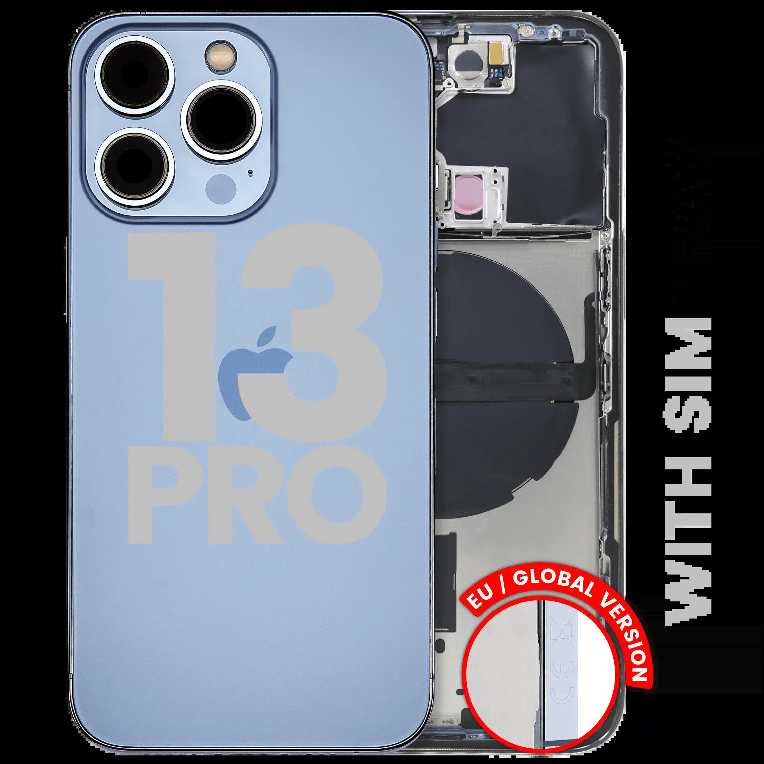 Rückgehäuse mit Kleinteilen für iPhone 13 Pro (EU / globale Version) (ausgebautes Originalteil: Grade C) (Sierra Blue)