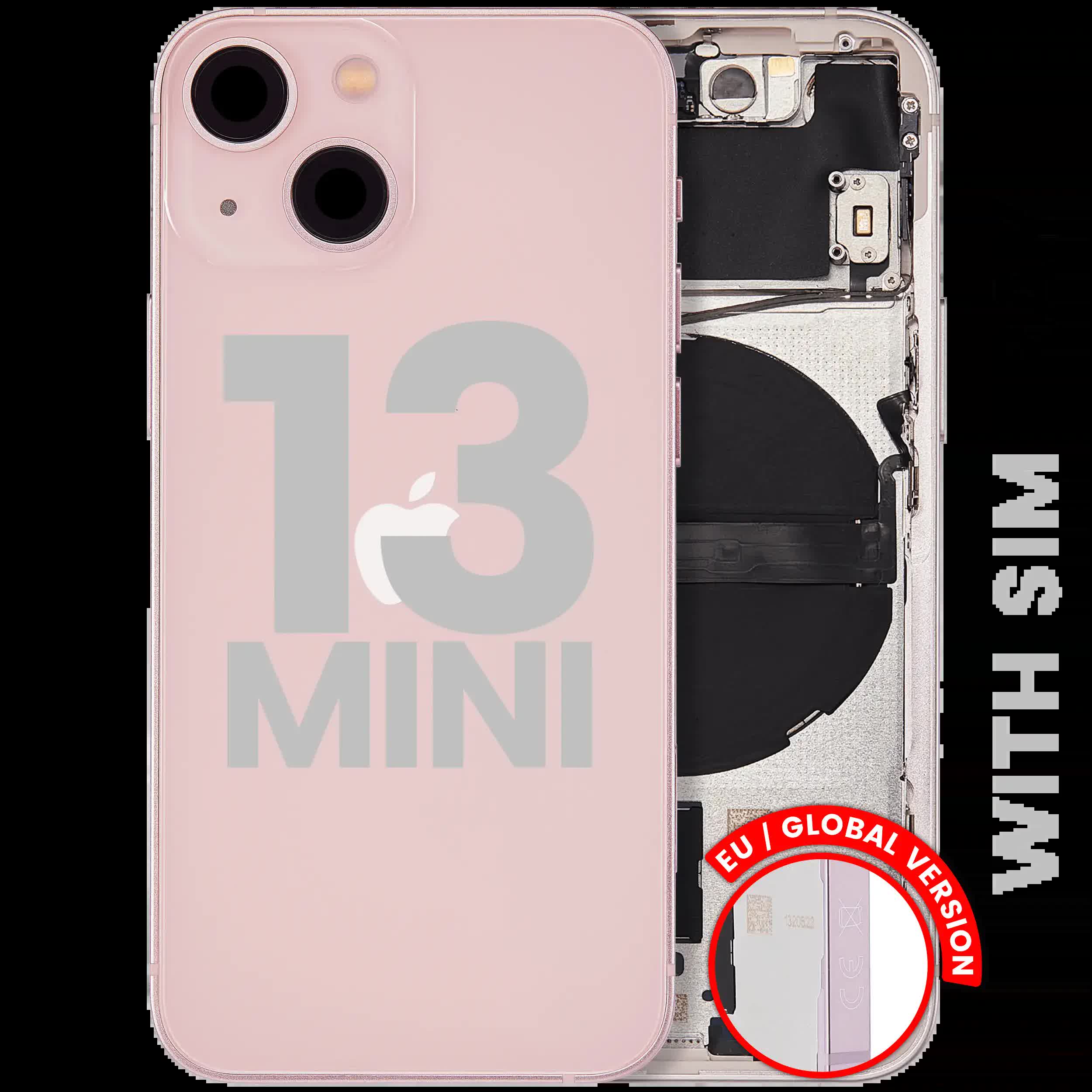 Rückgehäuse mit Kleinteilen für iPhone 13 Mini (EU / globale Version) (ausgebautes Originalteil: Grade C) (Pink (Rosa))