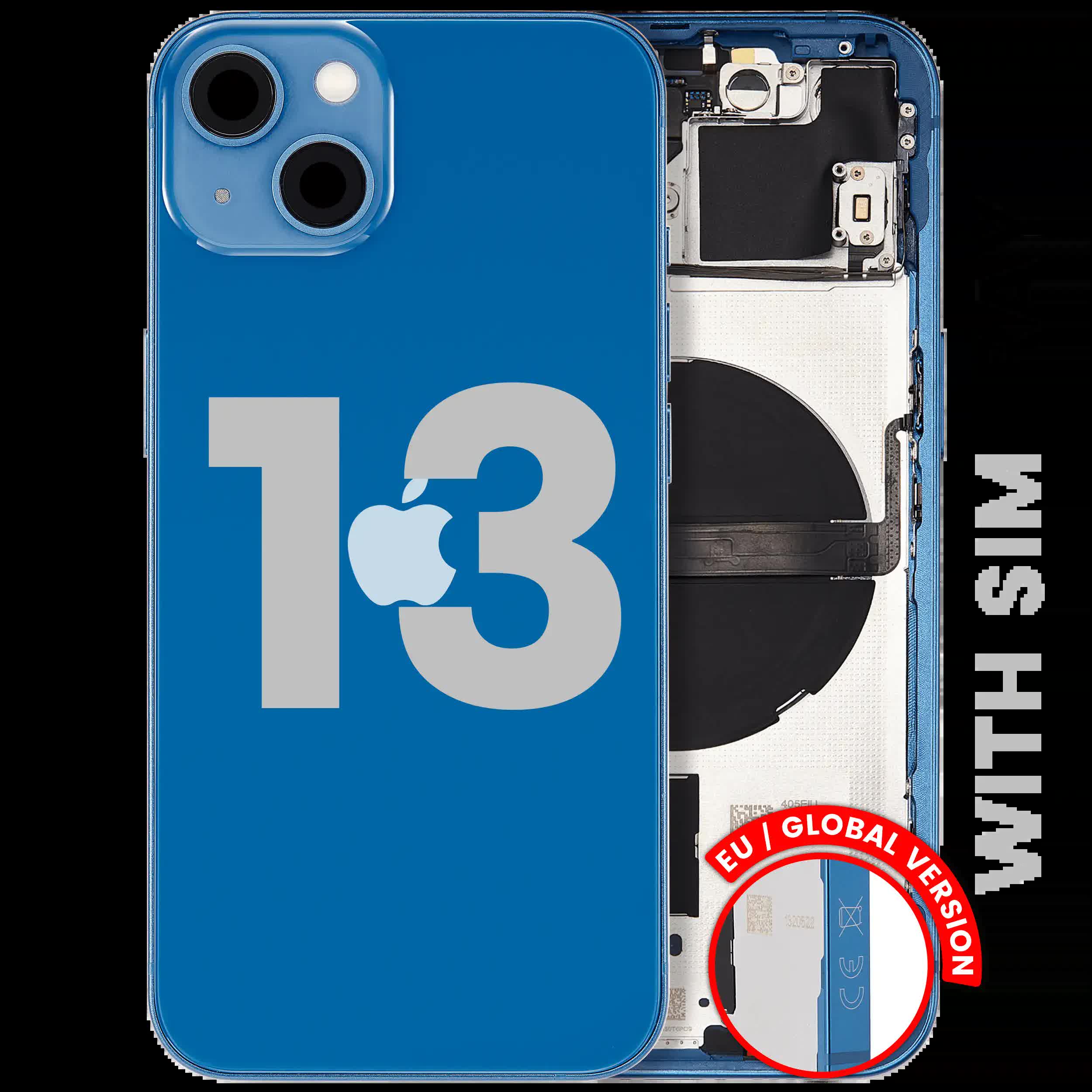Rückgehäuse mit Kleinteilen für iPhone 13 (EU / globale Version) (ausgebautes Originalteil: Grade B) (Blue (Blau))
